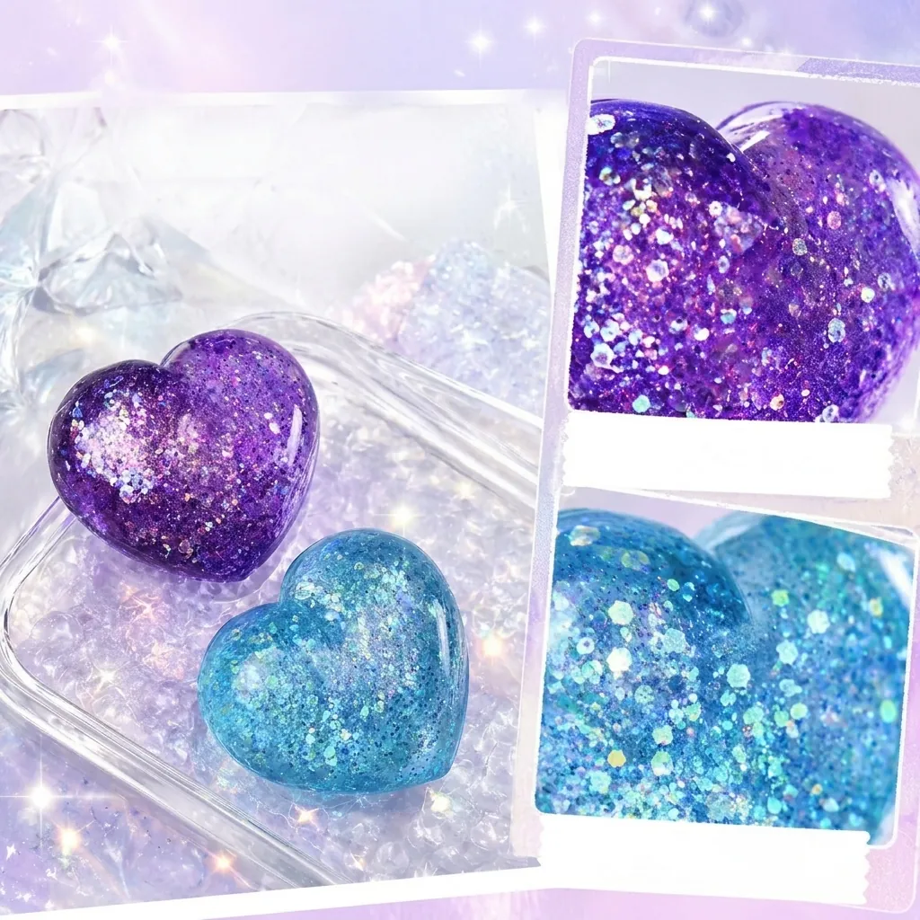Heart Shaped Squishy Stress Relief Toy With Aurora Glitter Sequins Soft Slow Rebound Sensory Toy Office Desk Decor For Kids Adults