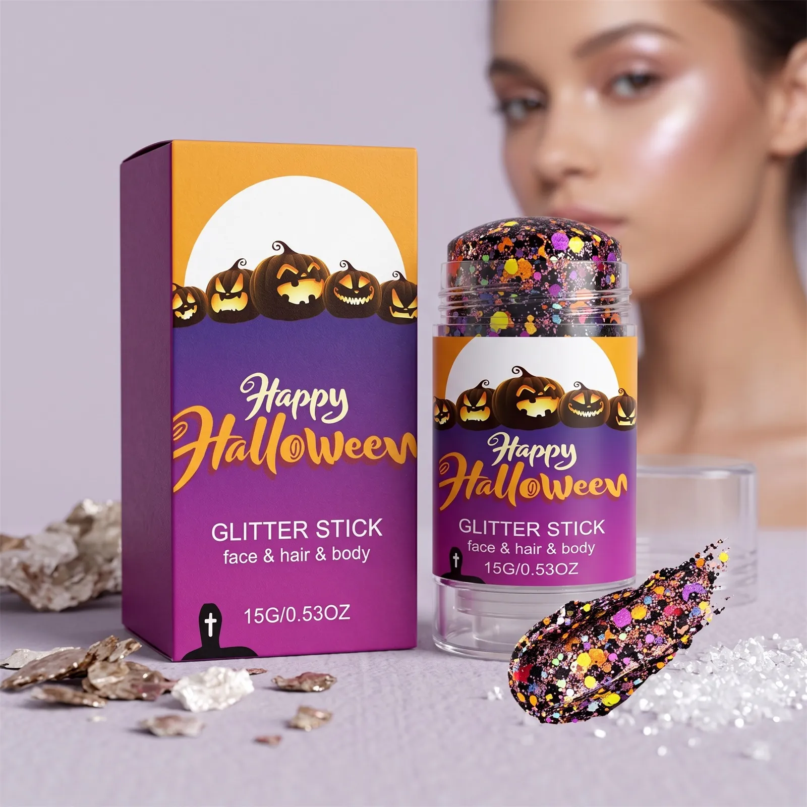 Halloween Stick Glitter Viola Particelle Scintillanti Multicolore Per Viso Corpo Capelli Trucco Per Feste Festival Spettacolo Body Art