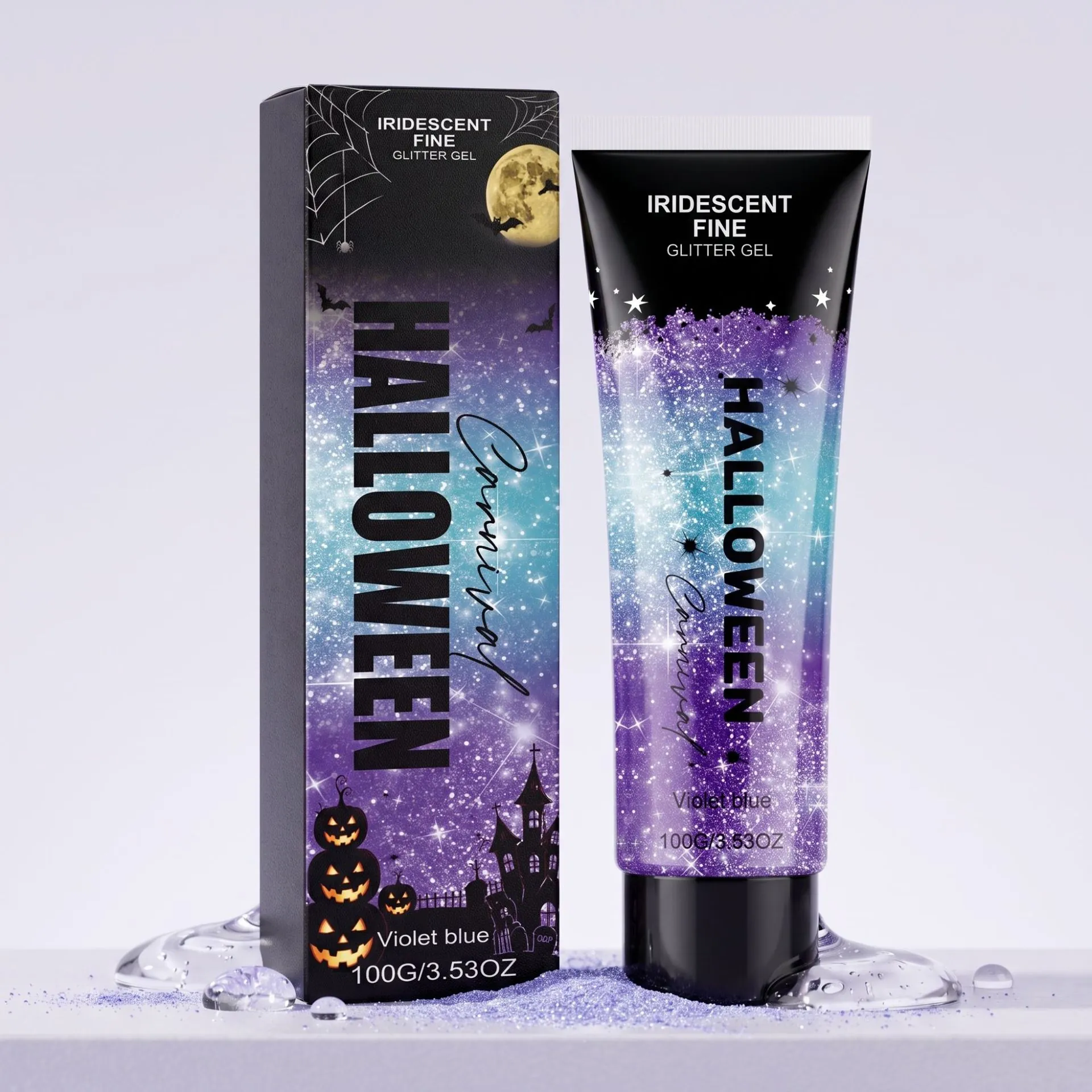 Halloween Gel Glitter Βιολετί Μπλε Λάμψη Μακιγιάζ Προσώπου Σώματος Ματιών Για Πάρτι Rave Εορταστικό Ενυδατικό Gel Μεγάλης Διάρκειας