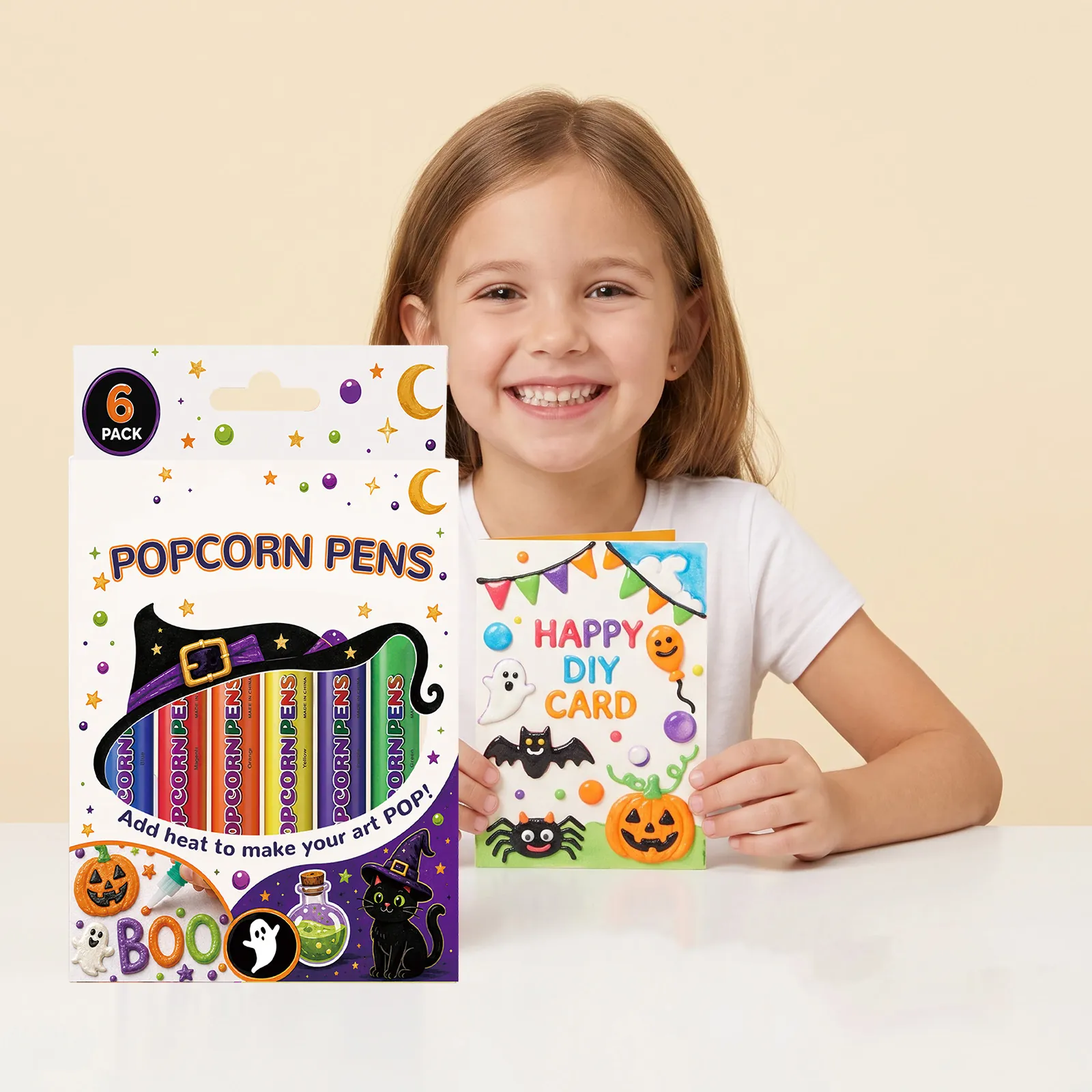 Halloween Popcorn Pens 3D Puffy Paint Marker Für Kinder DIY Kreative Zeichenwerkzeuge Hitzeaktiviert Mehrfarbige Kunstbedarf
