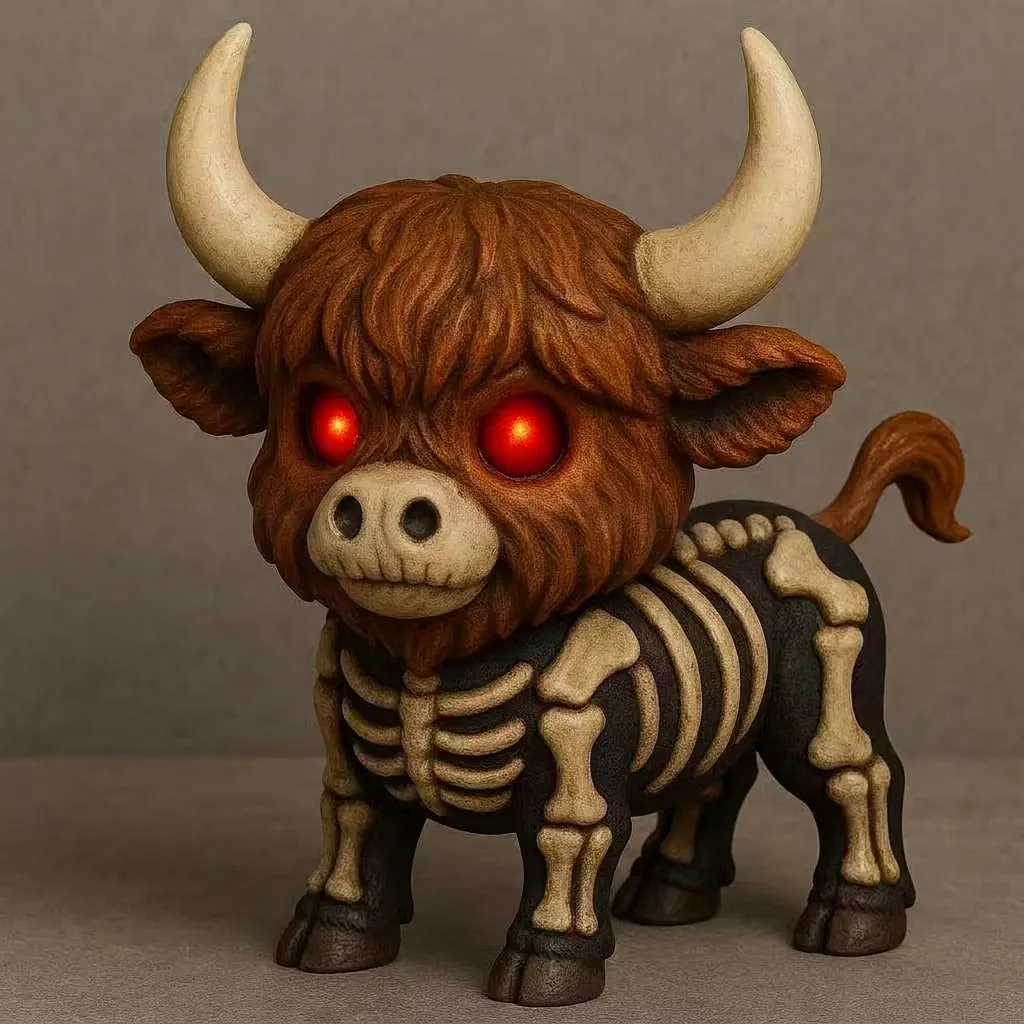 Ornement de Vache Squelette en Résine d'Halloween Figurine de Veau Maléfique Créative Avec Yeux Rouges Brillants Décoration de Maison