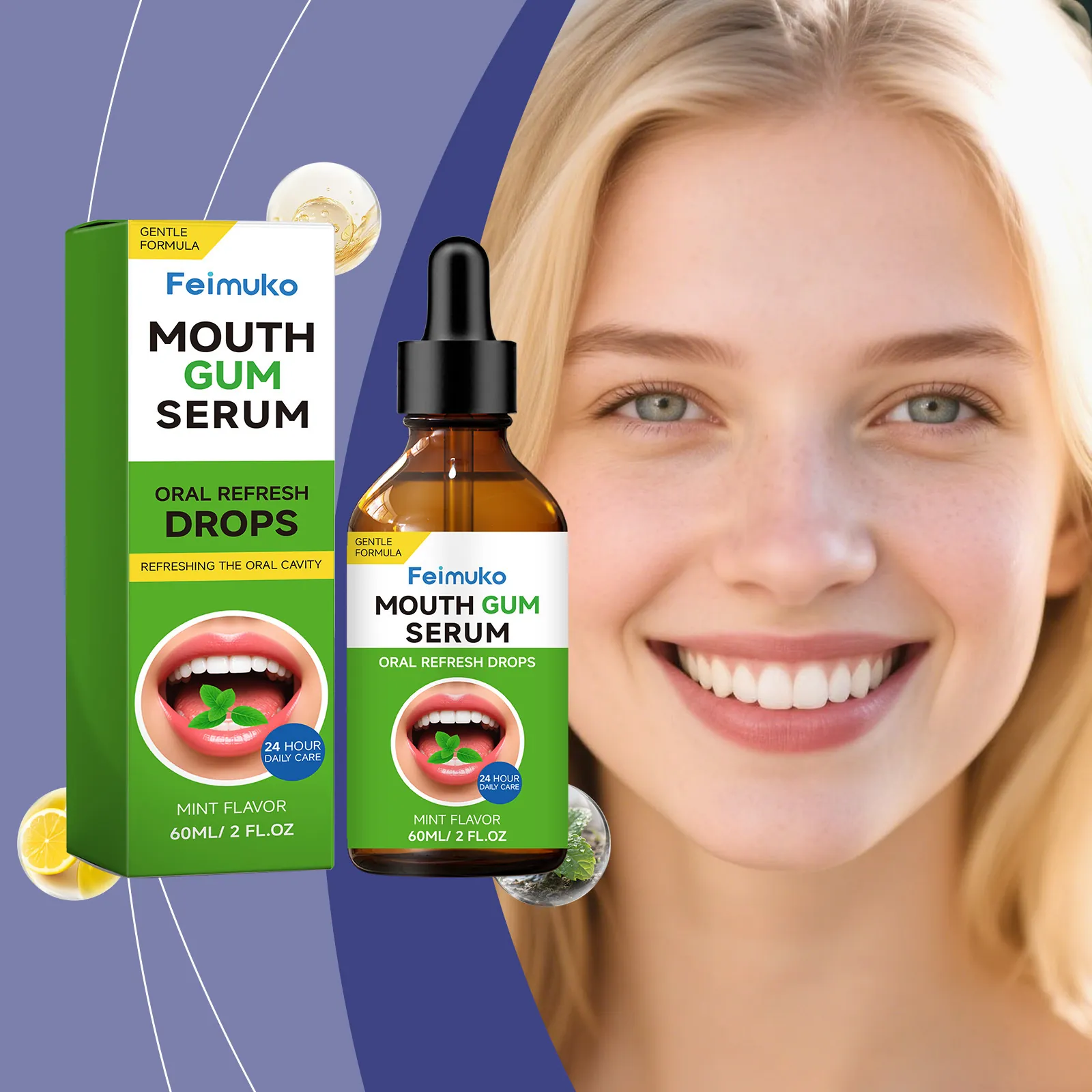 Feimuko Mouth Gum Serum Sabor Menta Gotas Refrescantes Aliento Para Limpieza Bucal Suave Tratamiento Cuidado Dental Diario