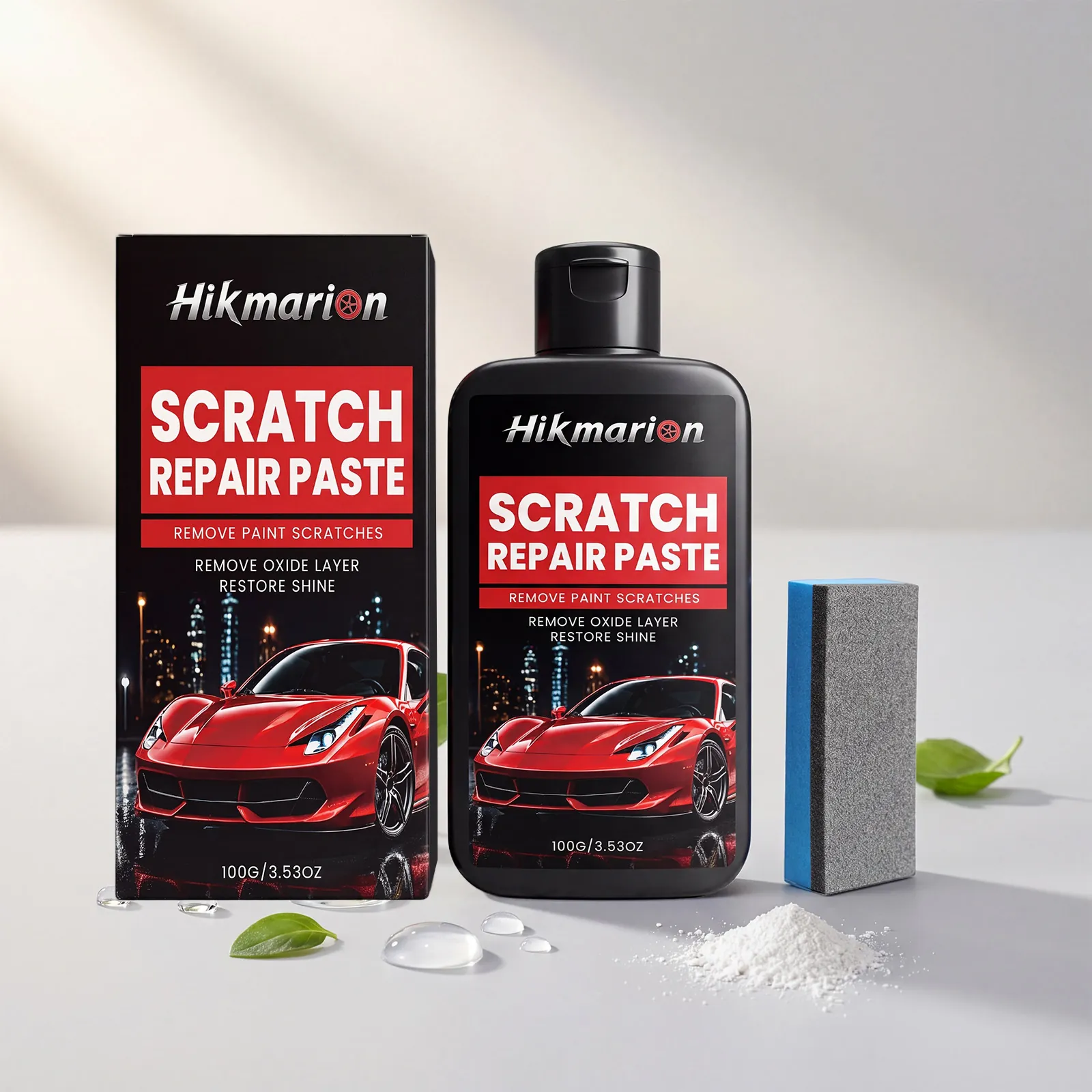 Hikmarion Car Scratch Repair Paste Professional Paint Care Maintenance Polish Cream Gloss Restoration Kit With Sponge