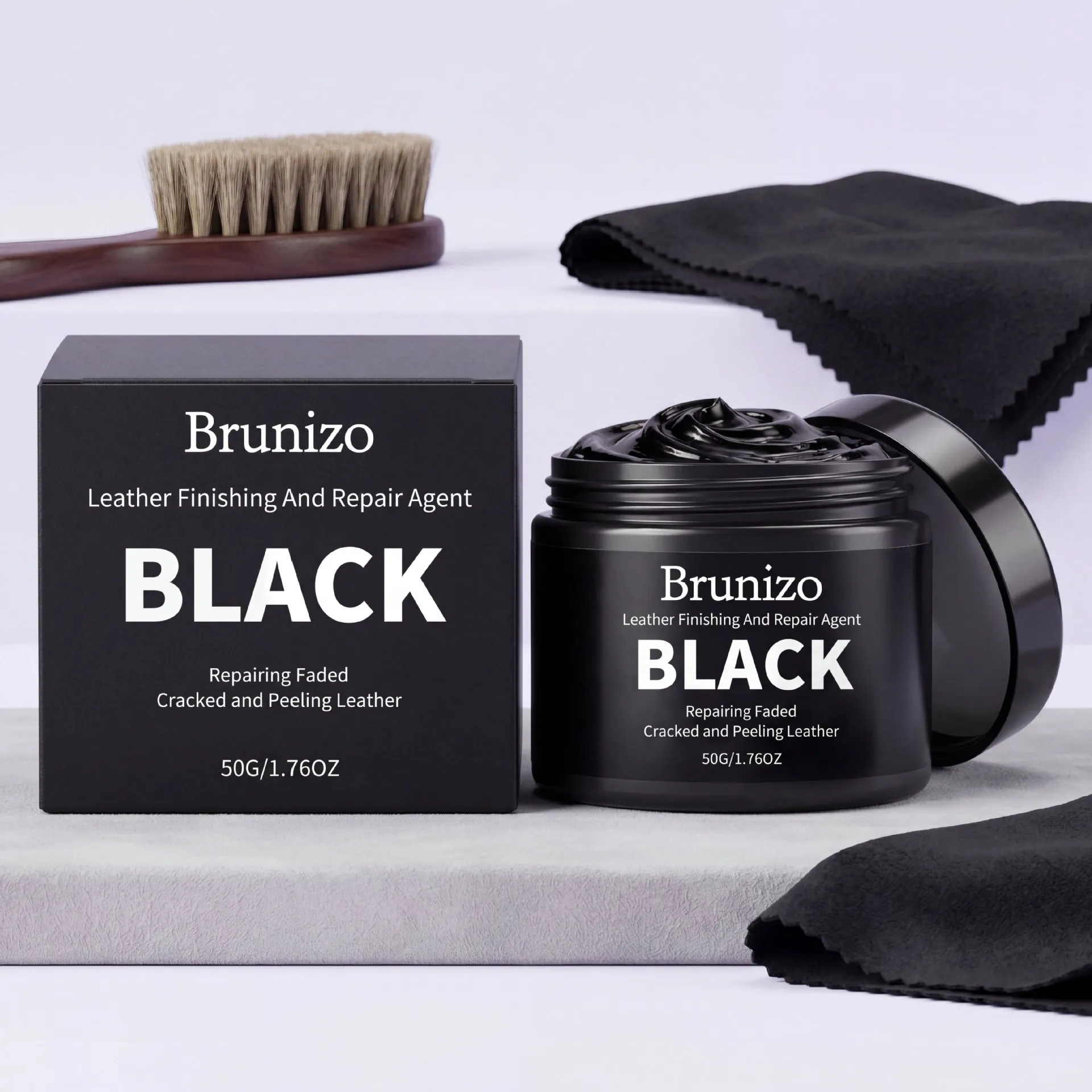 Brunizo Leather Repair Cream Black For Furniture Sofa Bags Shoes Leather Care Agent Restore Color Fill Cracks Agent