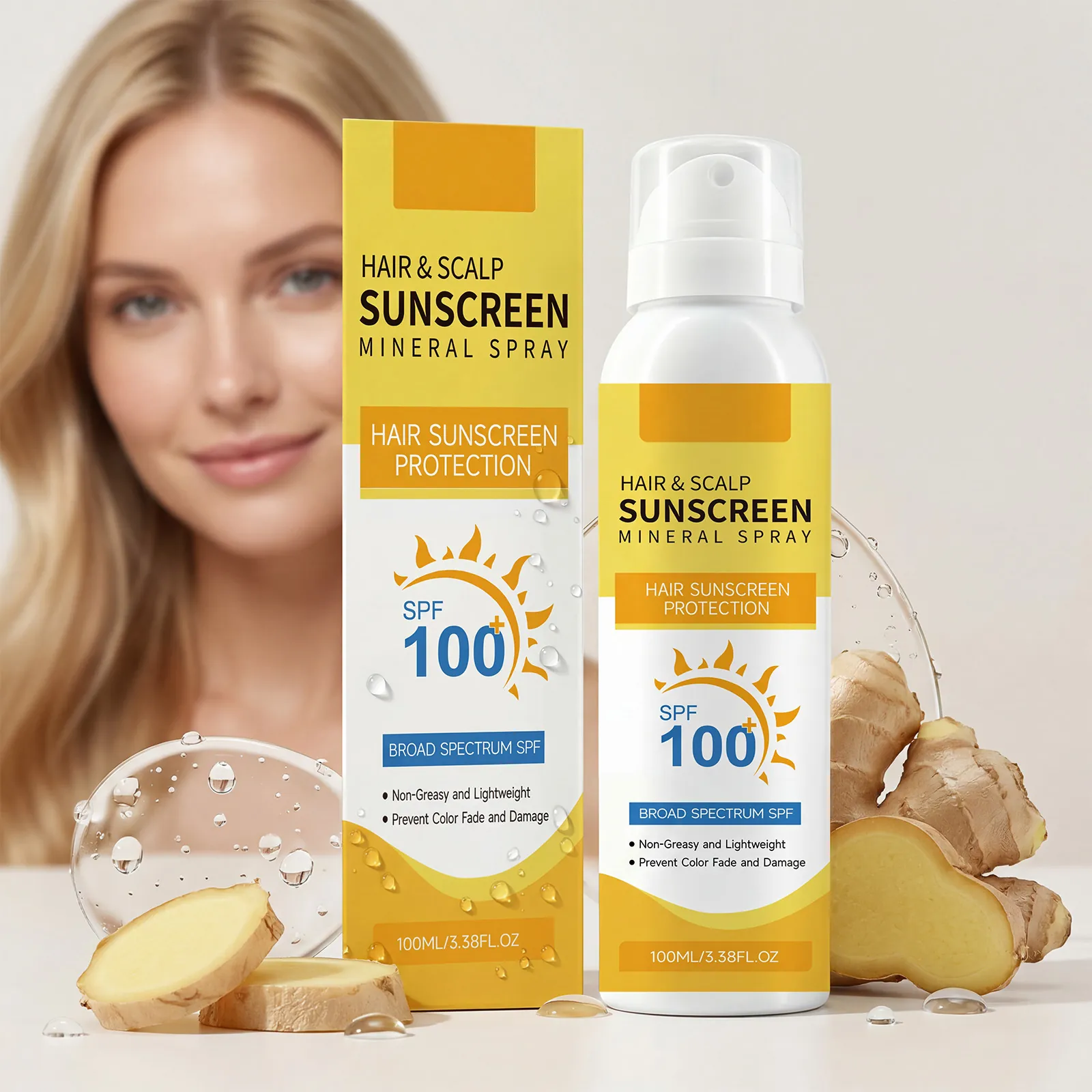 Haar Und Kopfhaut Sonnenschutz Mineral Spray SPF 100 Plus Breitbandschutz Erfrischendes Nicht Fettendes Haarpflegespray