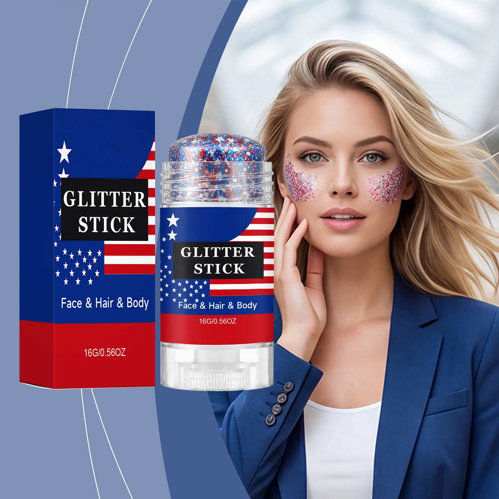 Stick Trucco Brillantini Viso Corpo Stick Paillettes Cremoso per Festa Giorno Indipendenza Palcoscenico Colore Capelli