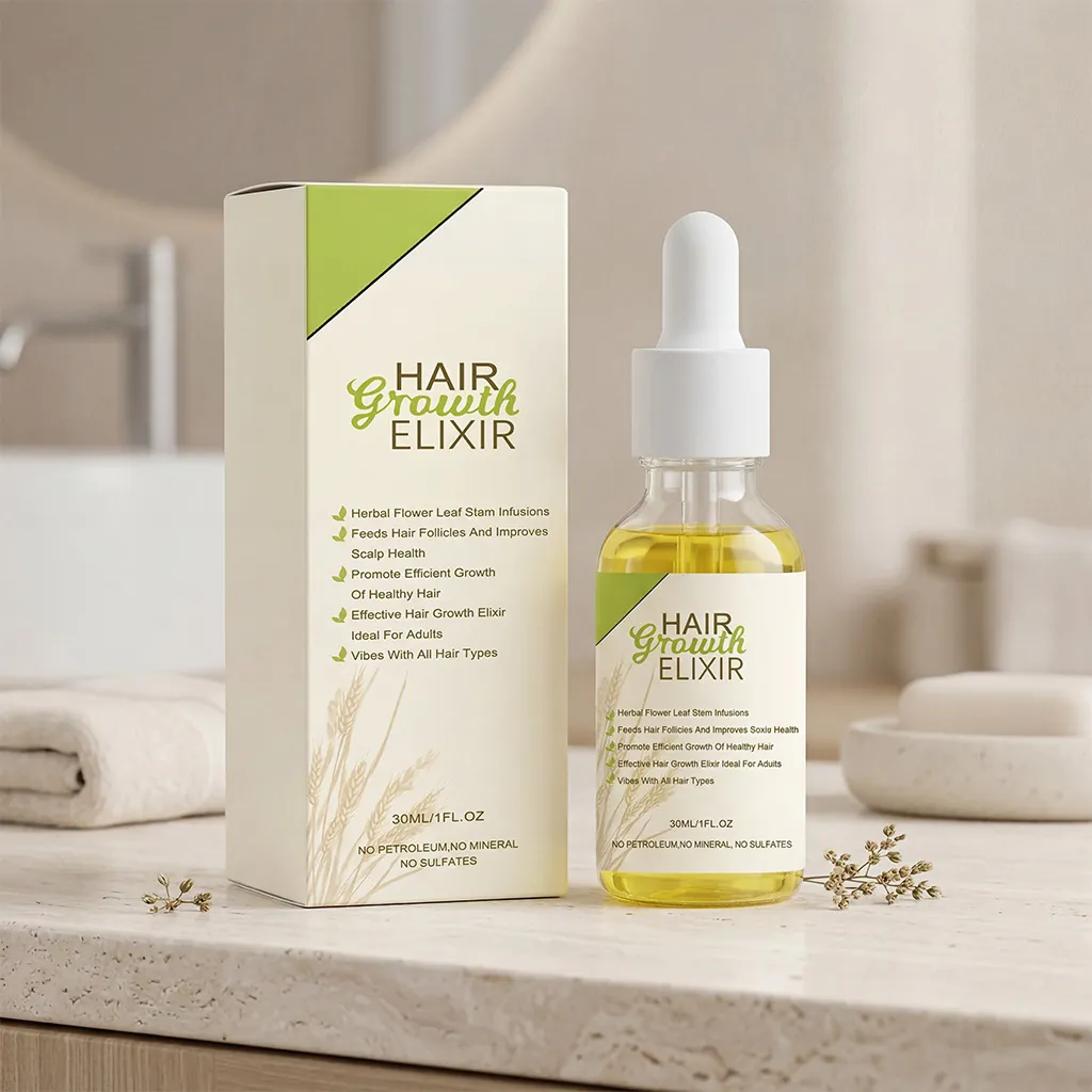 Elixir de Crecimiento Capilar Herbal Aceite Esencial Tratamiento del Cuero Cabelludo Suero Nutritivo Fortalecedor