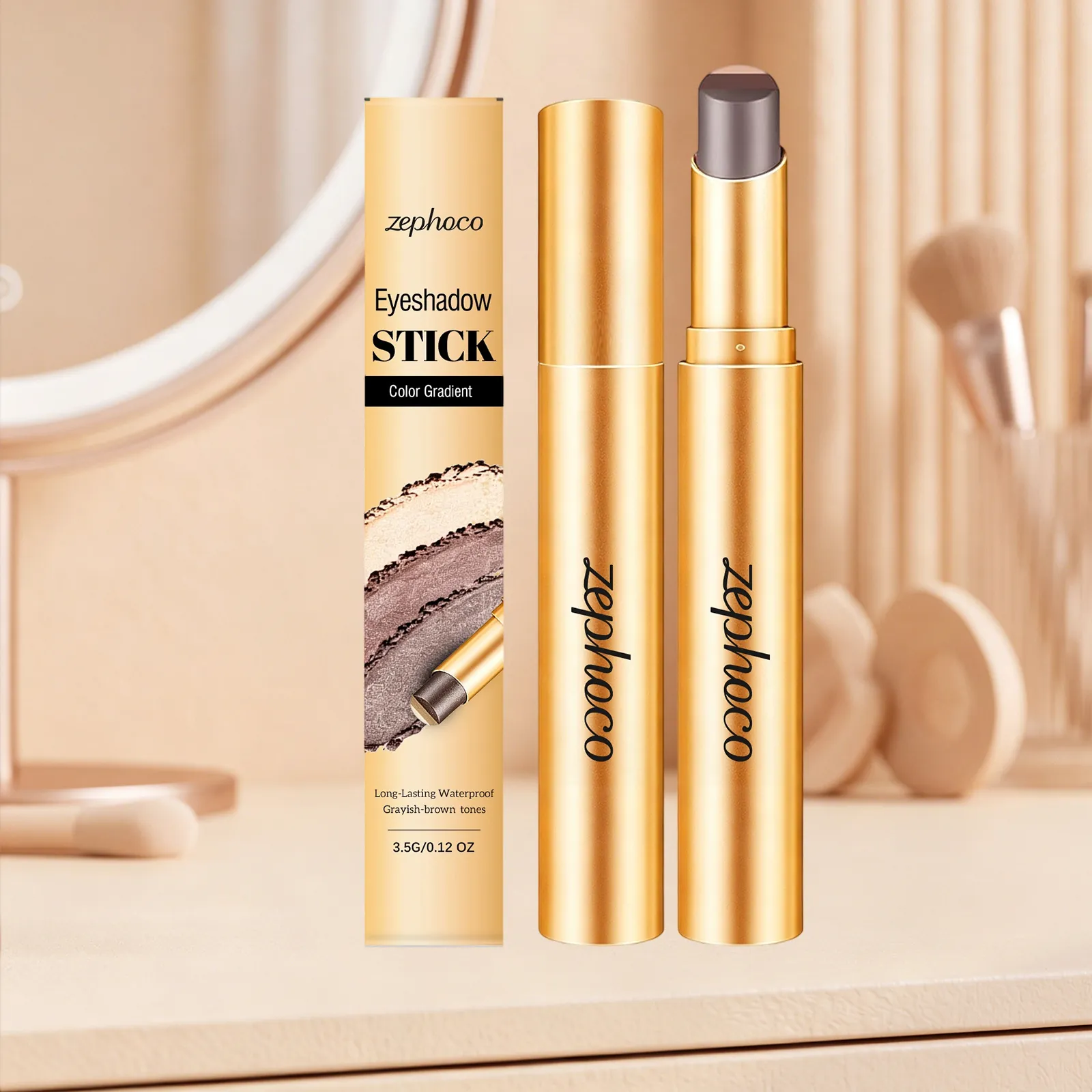 Langanhaltend Wasserdichter Matte Lidschattenstift Mehrfarbige Erdtöne Graubraun Schimmernder Lidschatten Make-up Stift Für Damen