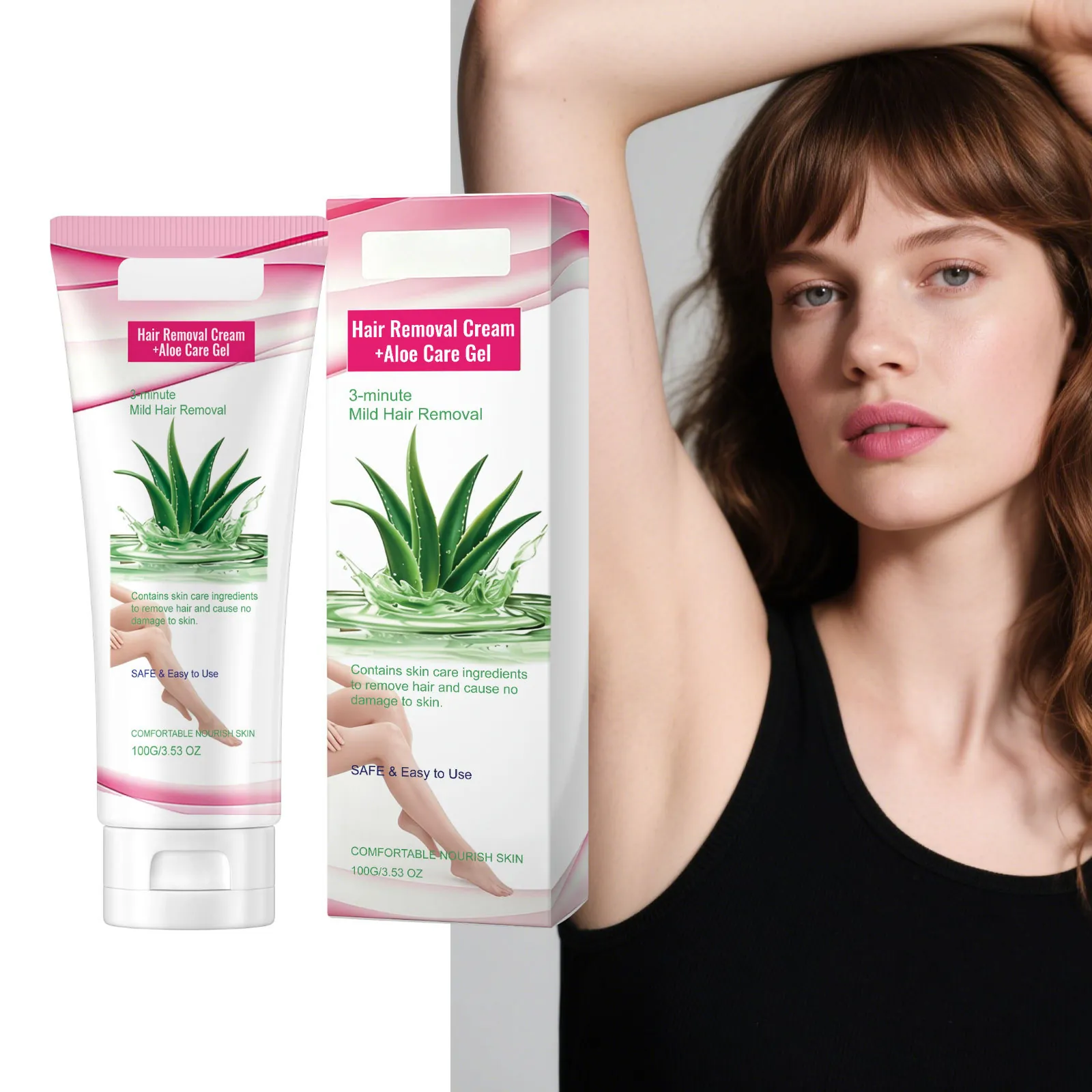 Gentle Aloe Vera Body Hair Removal Cream Mild Smoothing Skin Hair Remover for Women Legs Underarms Daily Skin Care Cream