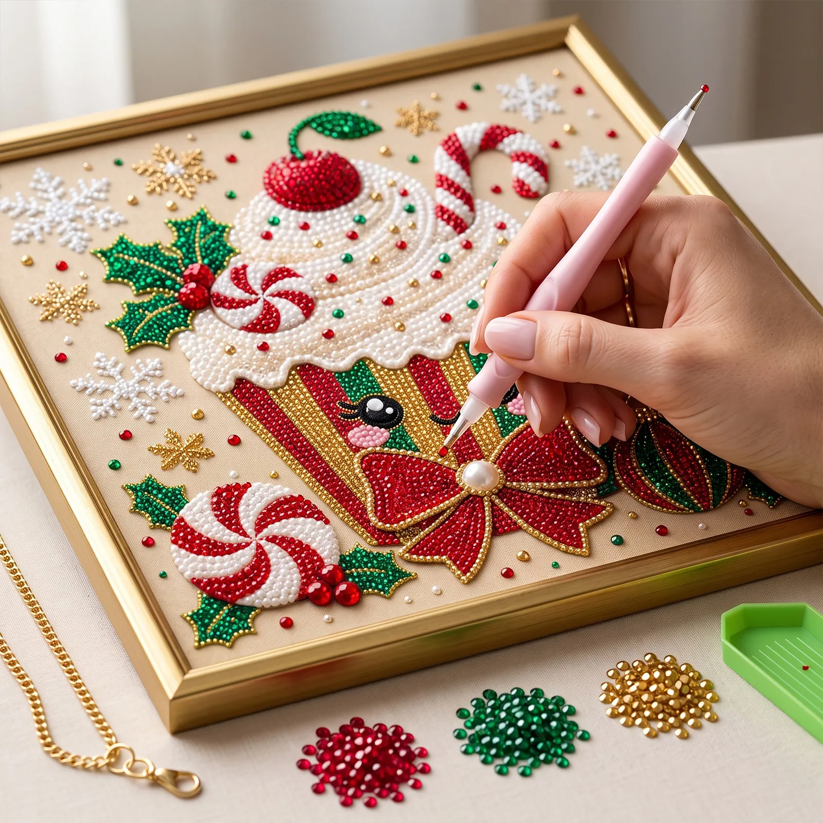Kit de Pintura de Diamantes 5D DIY Navidad Con Marco Magdalena Strass Decoración Colgante Para Hogar Regalo