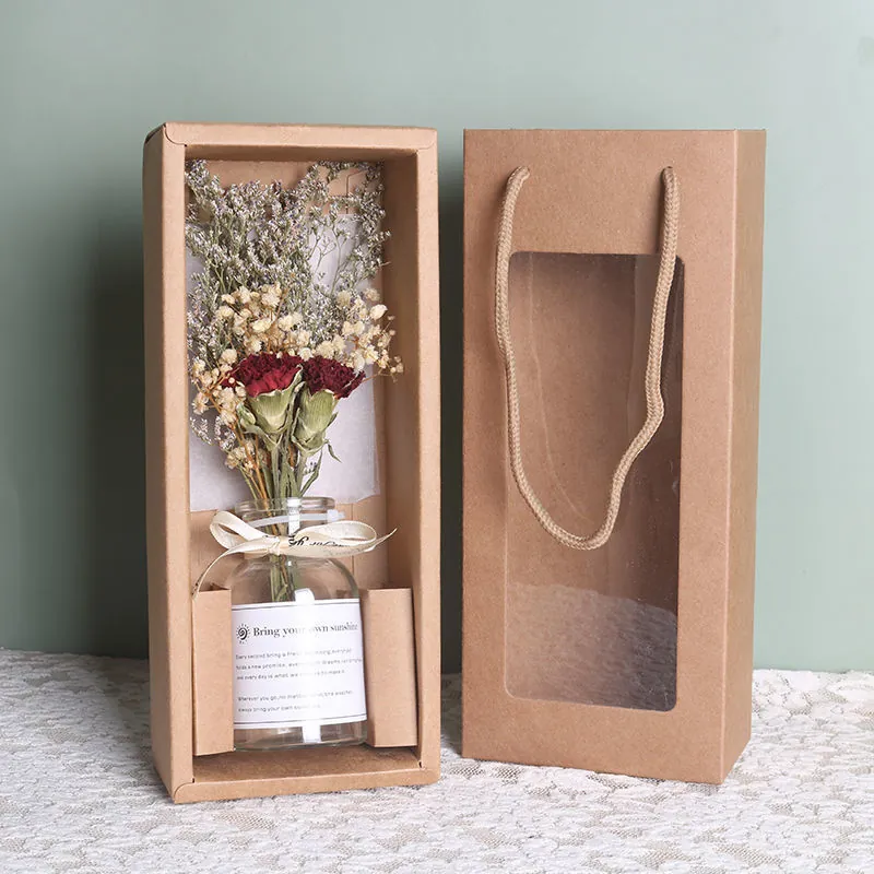 INS Nordischer Stil Konservierte Trockenblumen Glasflasche Ornament Geschenkbox Set Für Hausdekoration Foto Requisiten