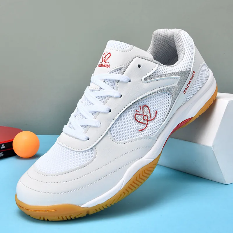 Professional Table Tennis Shoes Non-slip Breathable Indoor Training Sneakers For Men Women Gum Sole White Blue Red