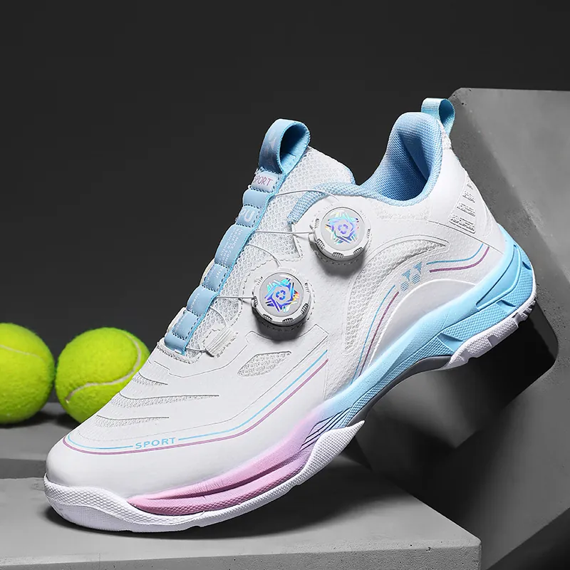 Chaussures de Badminton Professionnelles 8208 Avec Boucle Rotative Semelle en Carbone Respirant Chaussures de Tennis Sport pour Hommes Femmes