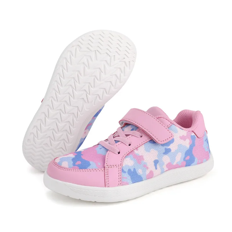 Kids Wide Toe Sneakers Flyknit Breathable Casual Sports Shoes Hook And Loop Non-Slip Kids Fashion Running Shoes