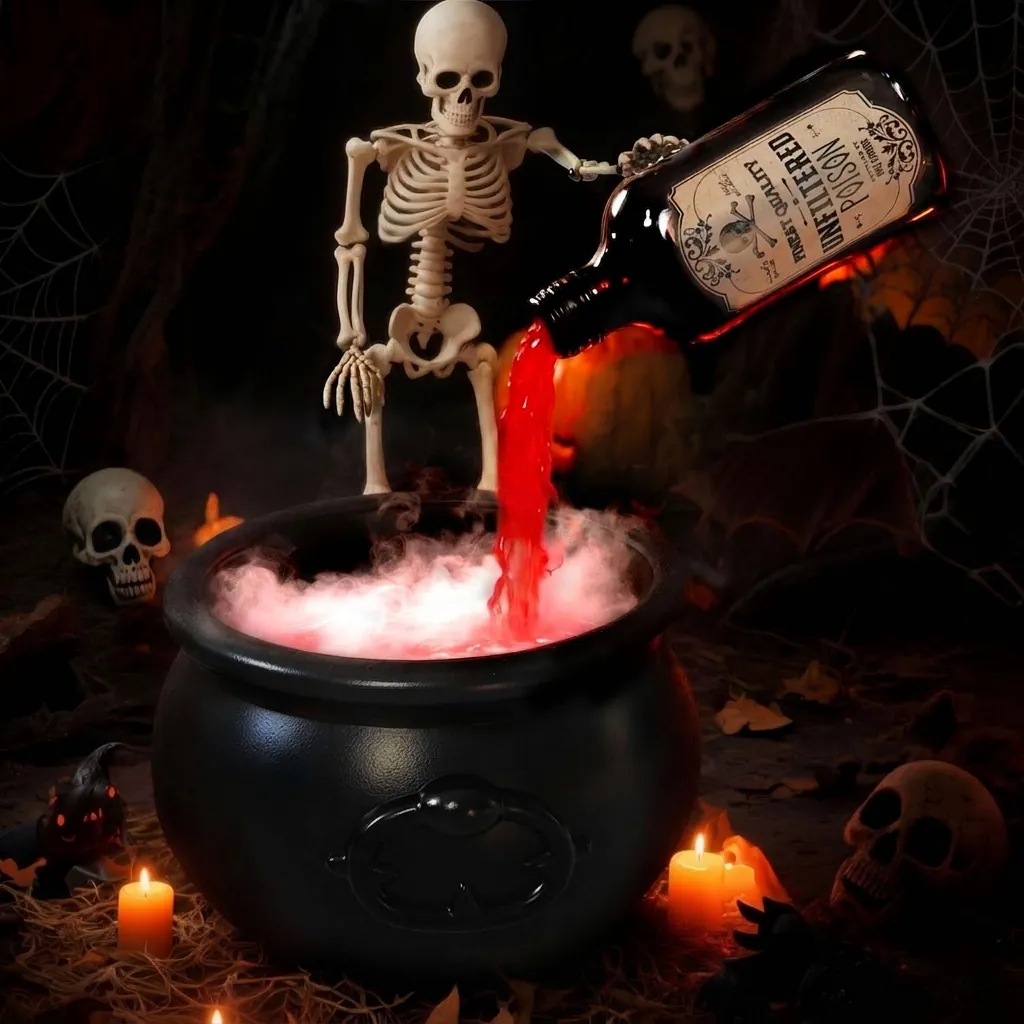 Halloween Witch Cauldron Decoration Spooky Floating Poison Bottle Magic Pot Ornament Creative Indoor Party Spooky Atmosphere Gift