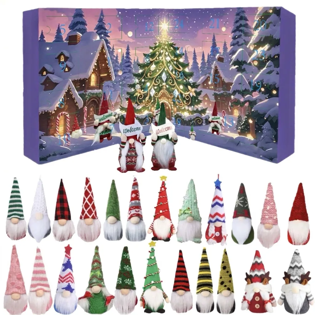 Weihnachts Zwerg Adventskalender 2025 Countdown Blind Box Set Mit Plüsch Zwerg Ornamenten Pappe Box Feiertag Home Deko Geschenk