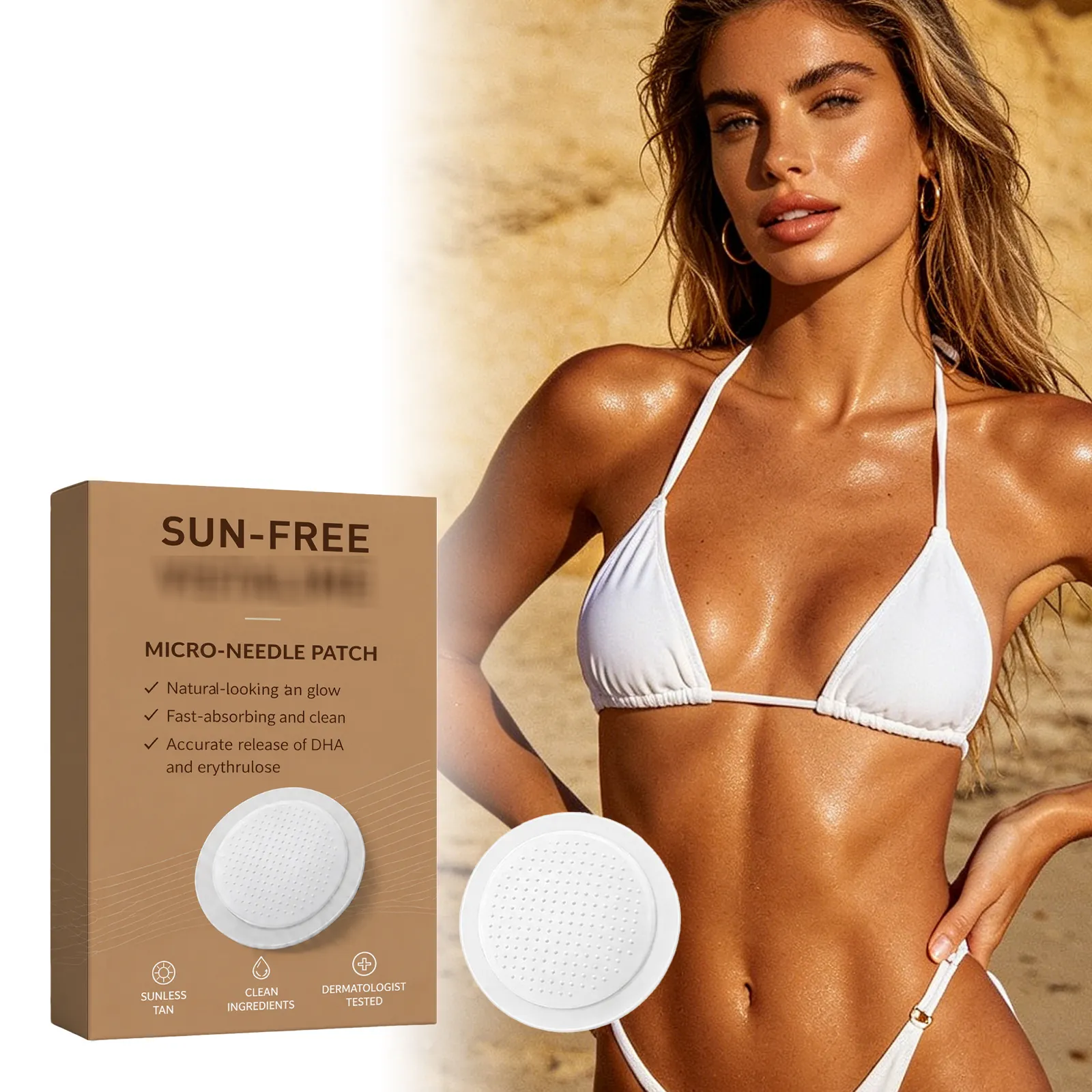 Parche de Microagujas para Bronceado sin Sol Pegatinas Autobronceadoras de Brillo de Bronce Natural para Cuidado de la Piel del Cuerpo