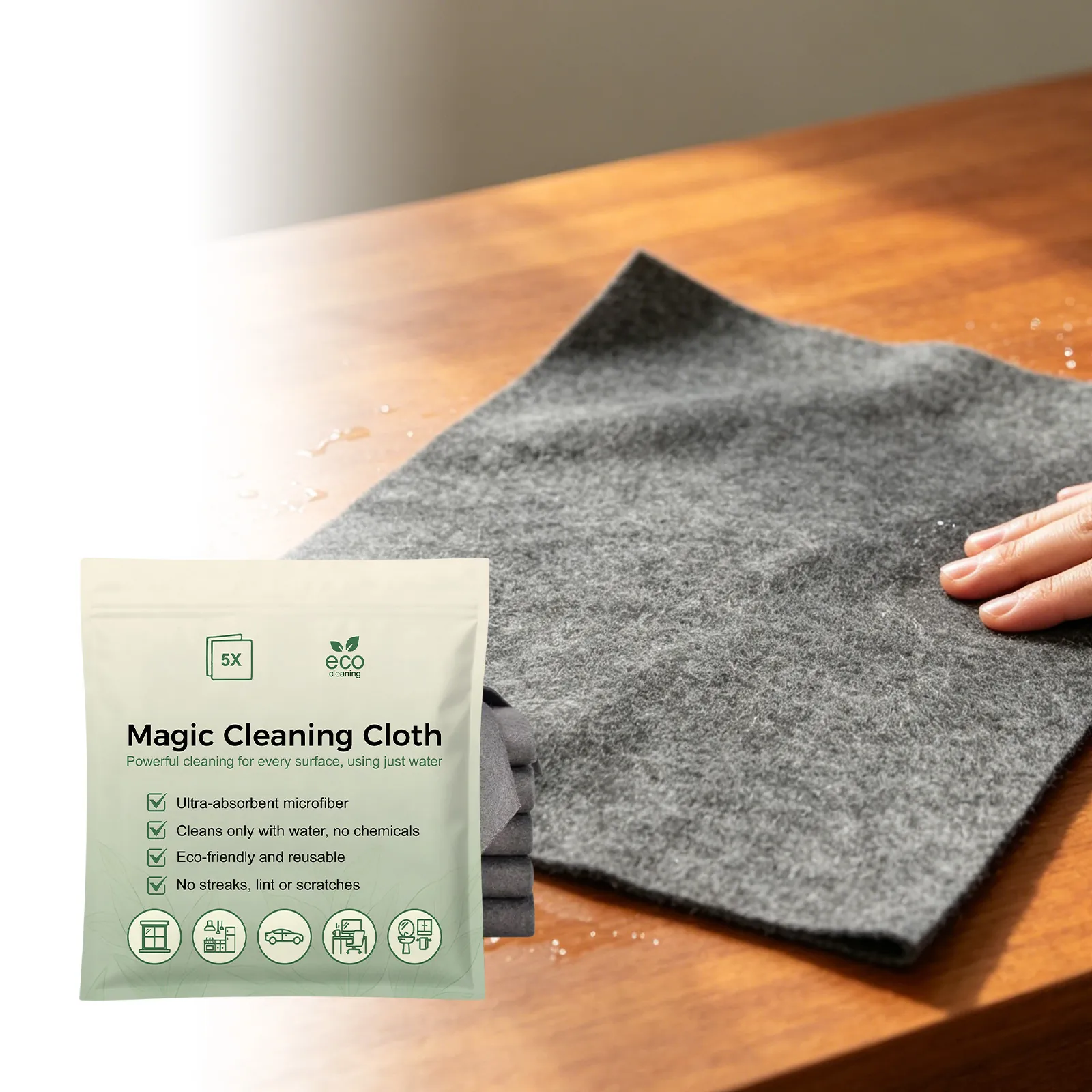 Magic Cleaning Cloth Microfiber Streak-Free Reusable Absorbent Wiping Rags For Kitchen Windows Car Household Surface Cleaning