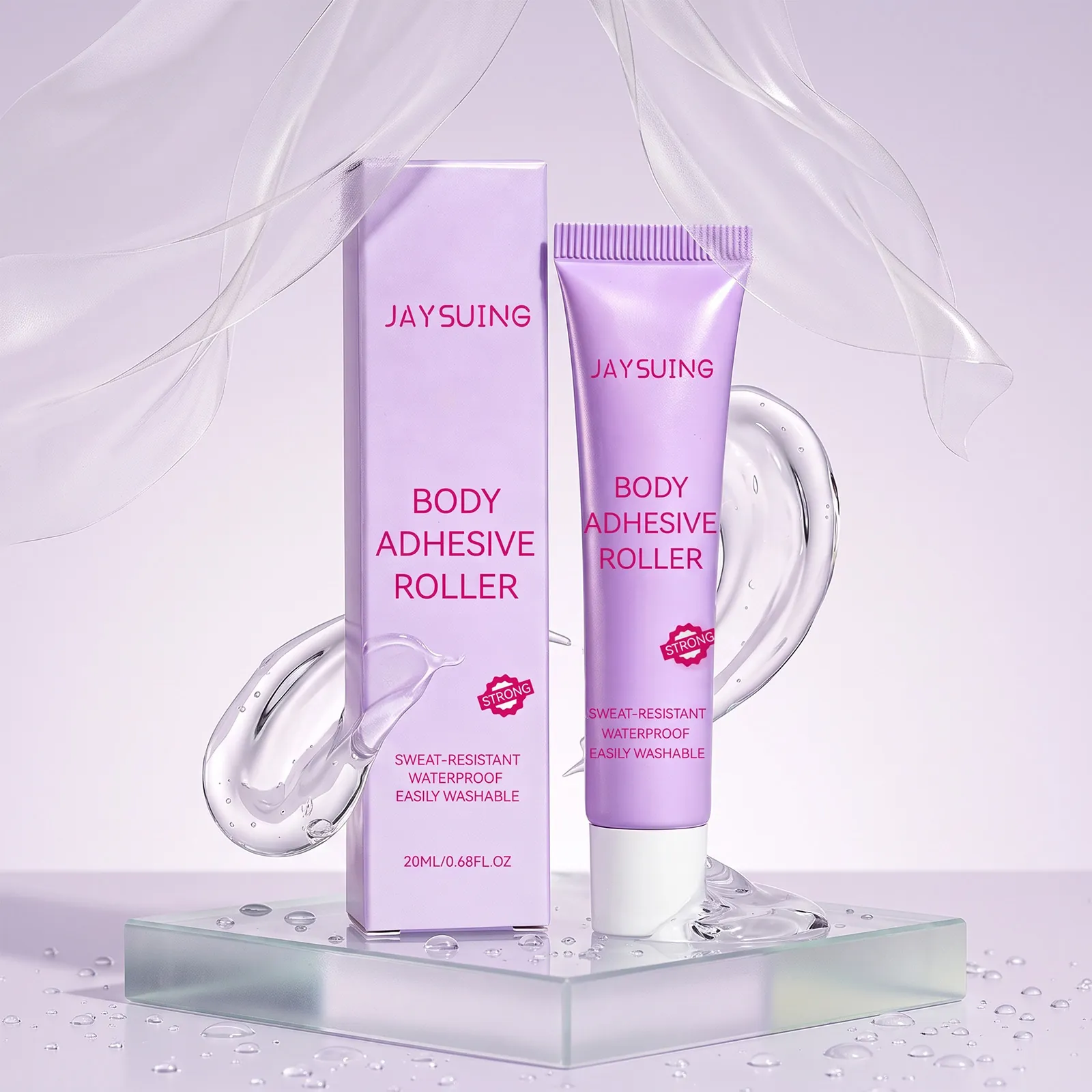JAYSUING Body Adhesive Roller Mild Formula Sweatproof Waterproof Transparent Skin Glue For Straps Clothes Fixing Accessory