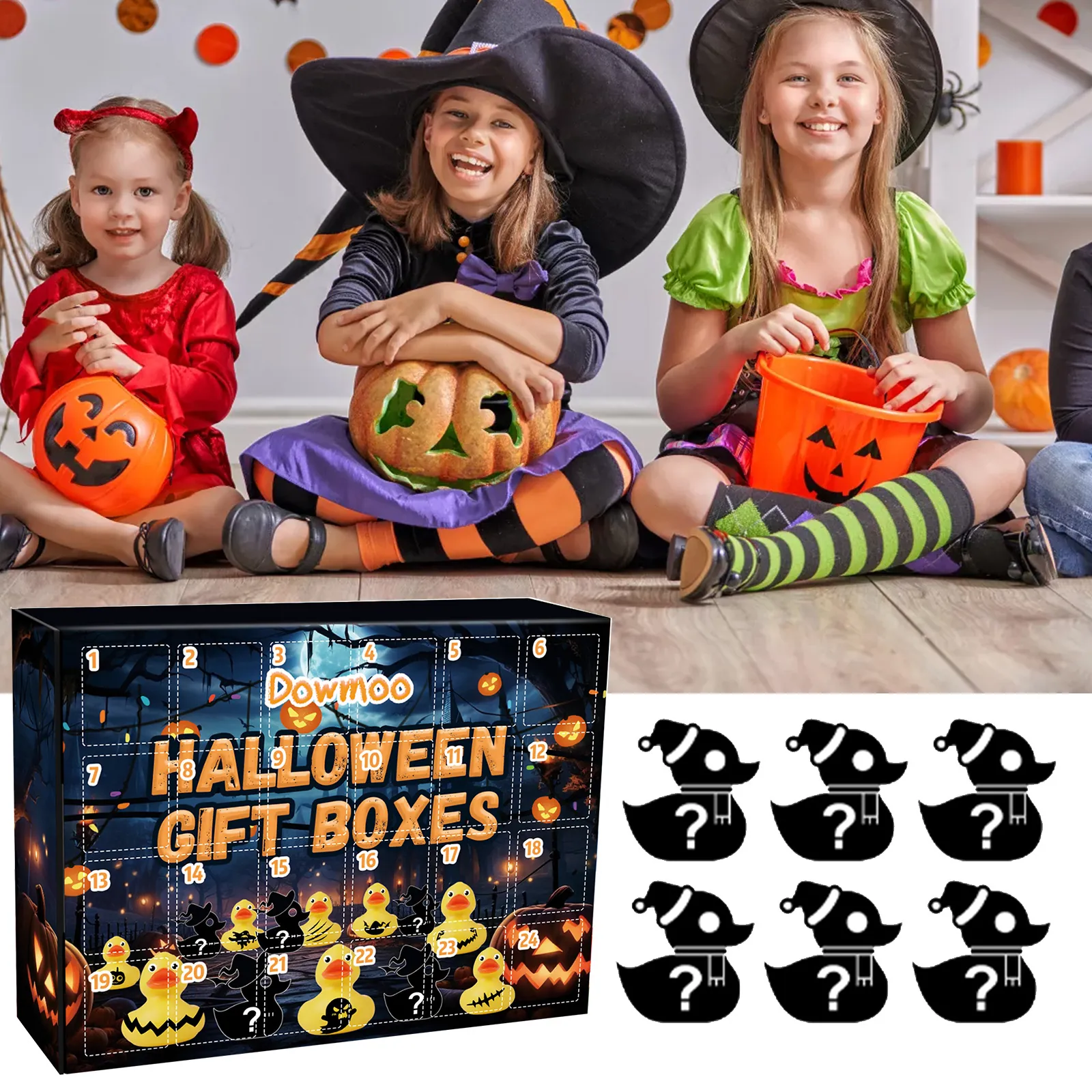 Halloween Rubber Duck Advent Calendar Blind Box Countdown Surprise Toy Kids Party Favors Holiday Festival Gift Box
