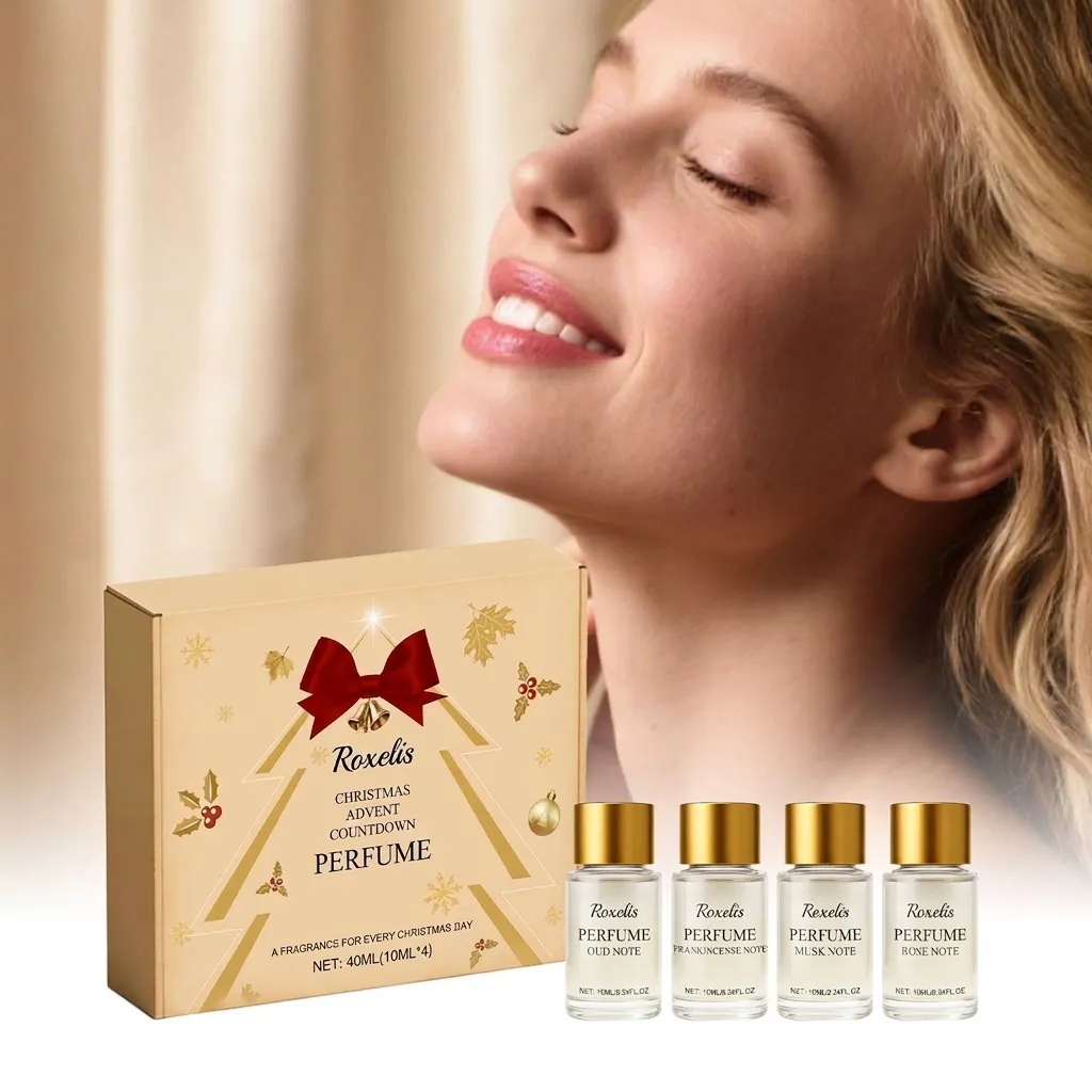 Roxelis Christmas Advent Perfume Oud Frankincense Musk Rose Scented Fragrance Box For Holiday Gift Women Elegant Golden Packaging