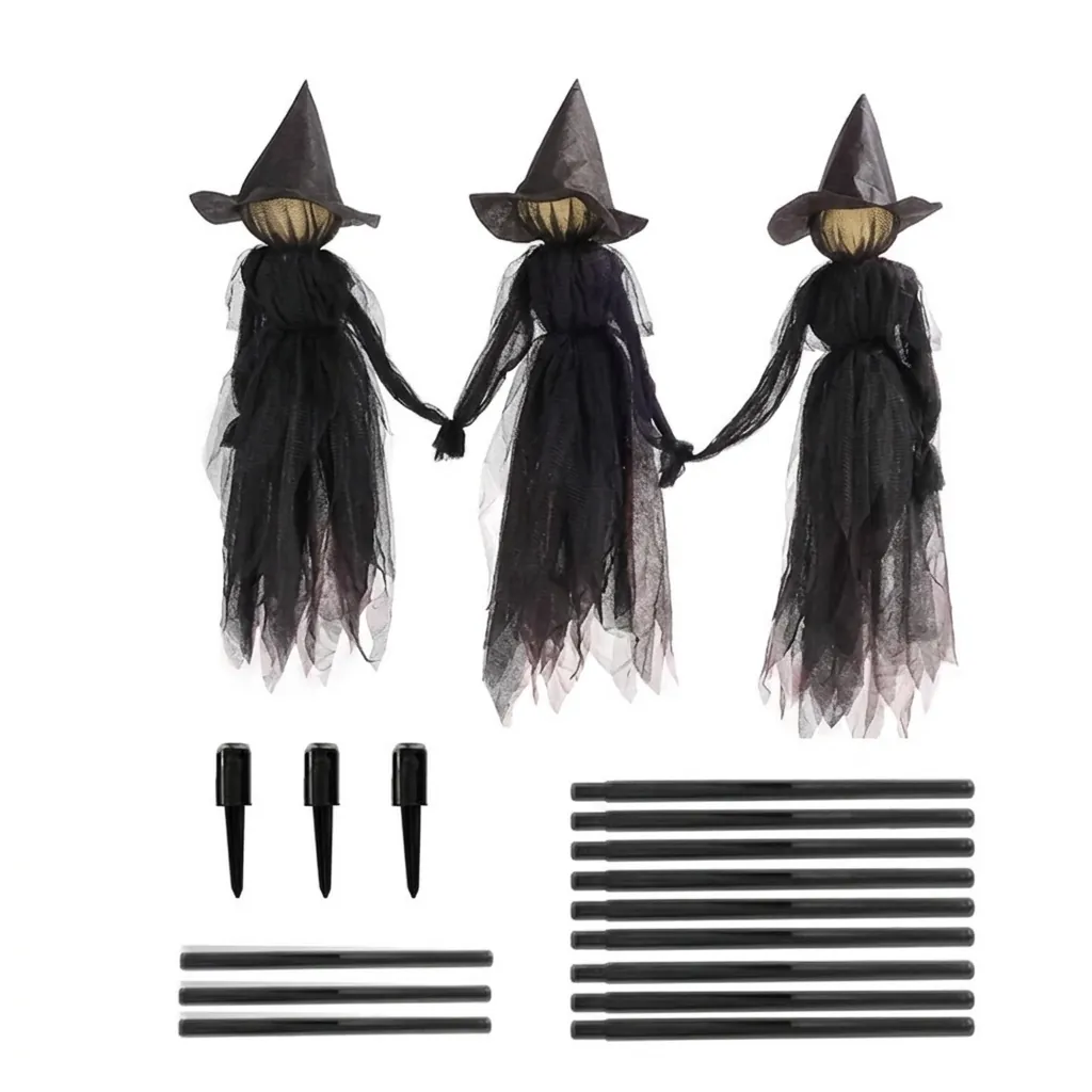 Halloween Glowing Witch Decoration With Voice Control Sound LED Lights Outdoor Garden Stakes Horror Party Prop Decor