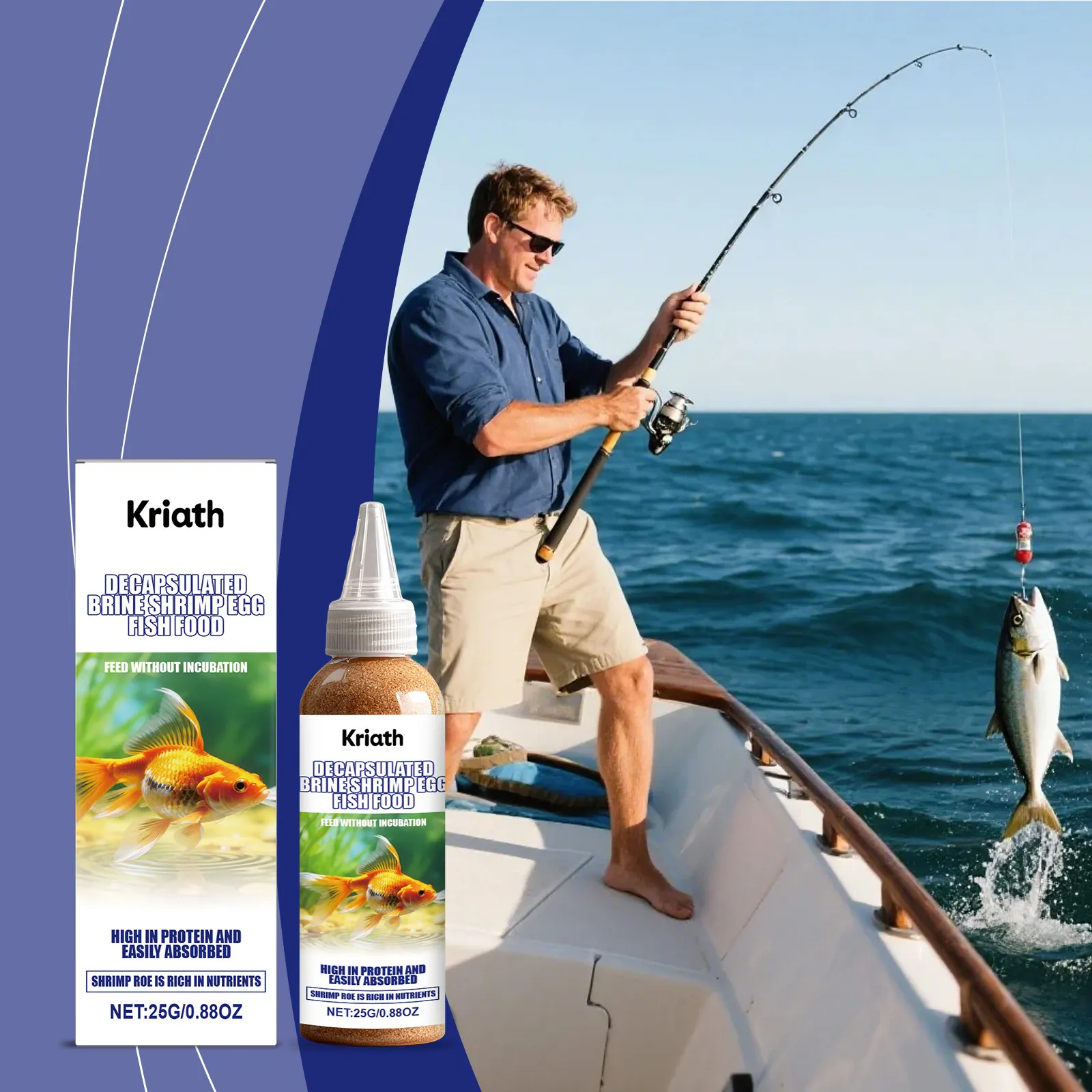 Kriath Decapsulated Brine Shrimp Eggs Fish Feed High Protein Easy Absorb Bait For Ornamental Fish Reservoir Wild Fishing