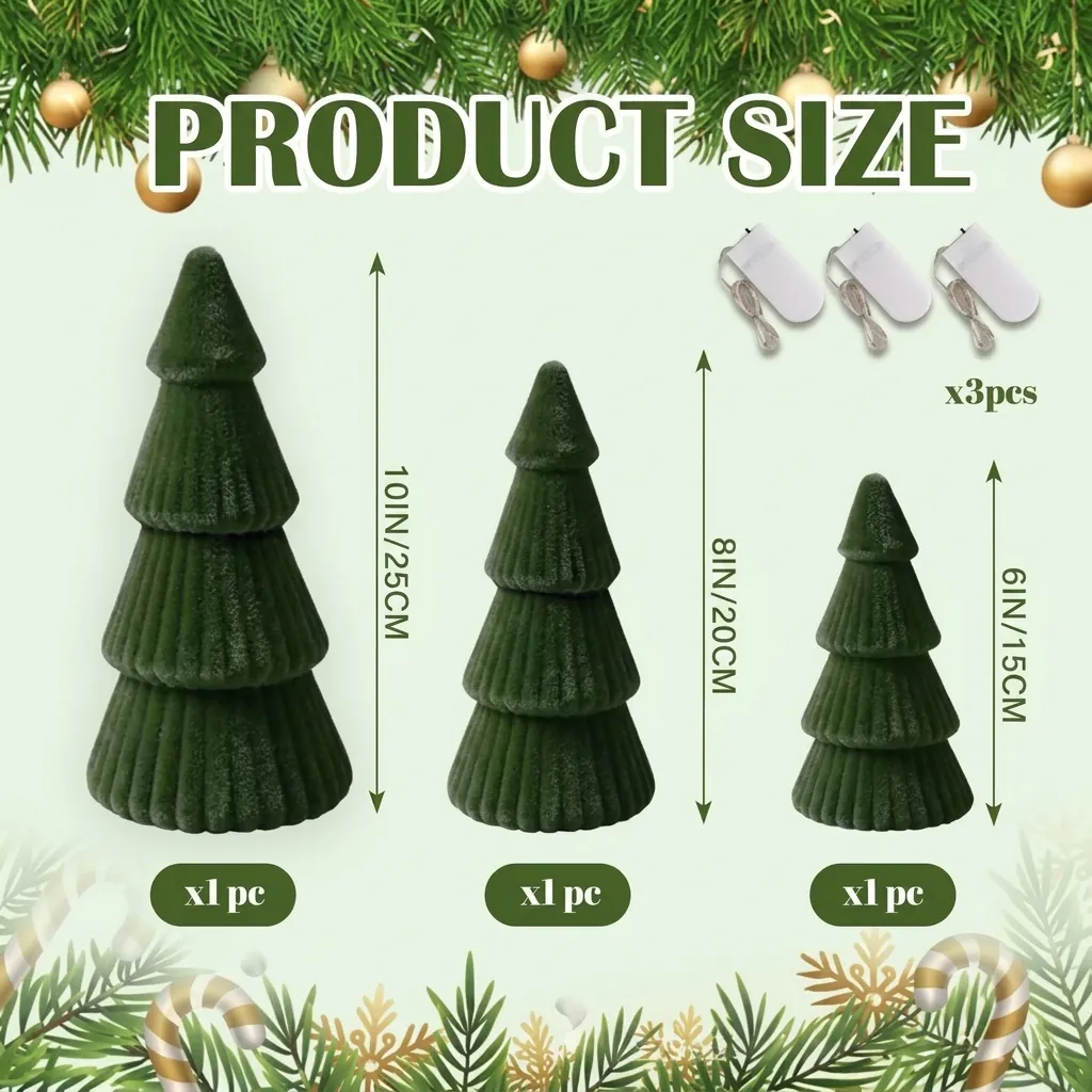 Resin Weihnachtsbaum Tischdekoration 3er-Set Plissee-Textur Festliche Ornamente Für Zuhause Party Feiertagsdekoration