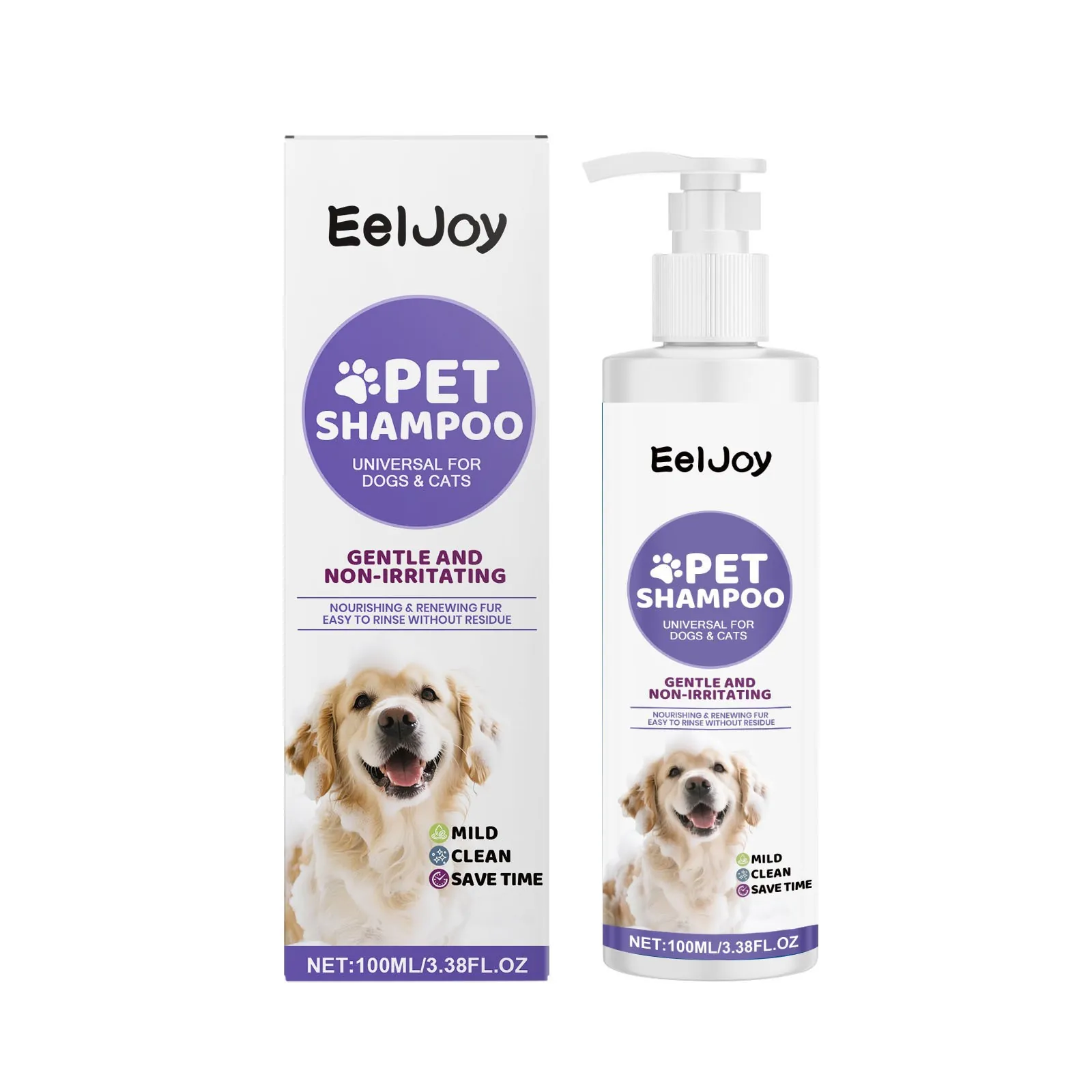 EelJoy Tiershampoo Milde Formel Hund Katze Reinigung Deodorierung Kräuter Fellpflege Nährend Glanz Haarwäsche Pumpflasche