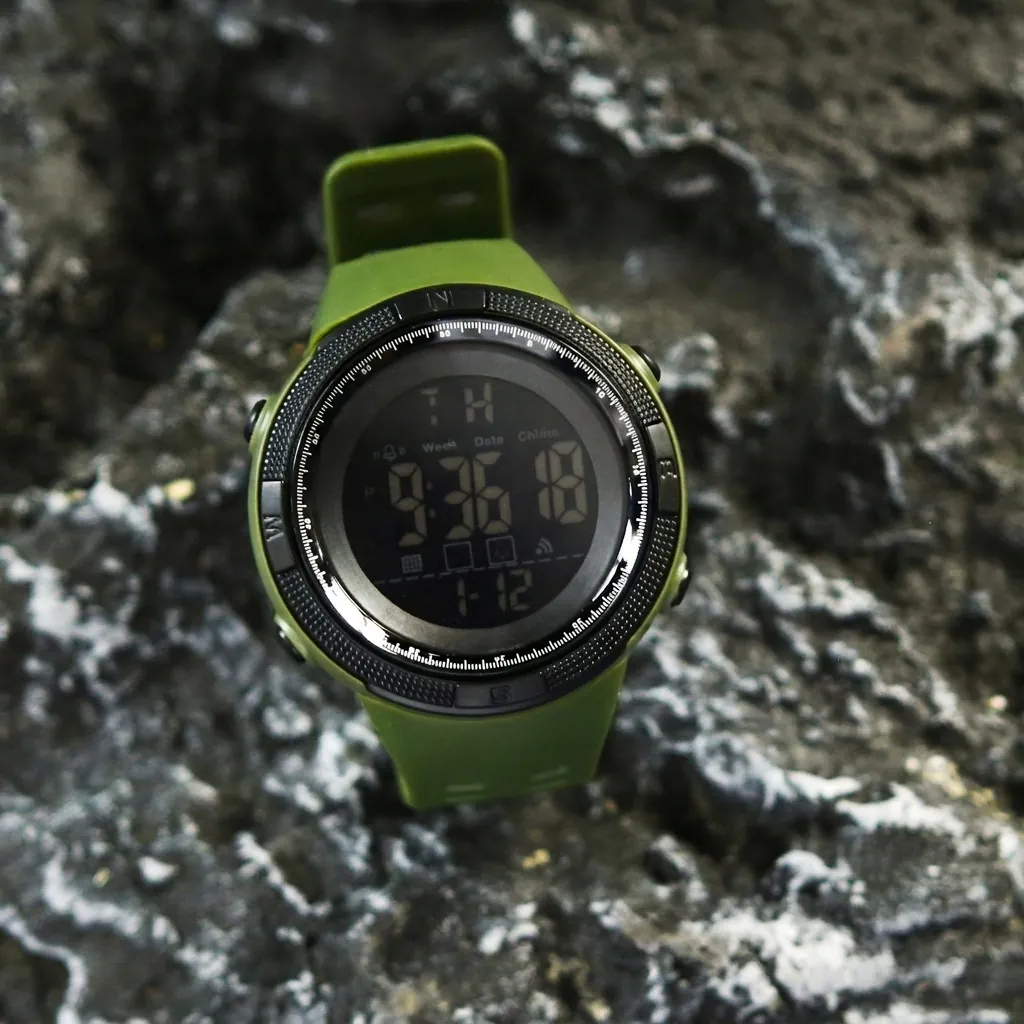 Men Digital Sports Watch With Plastic Strap LED Backlight Alarm Date Waterproof Outdoor Fashion Student Wristwatch Daily Wear