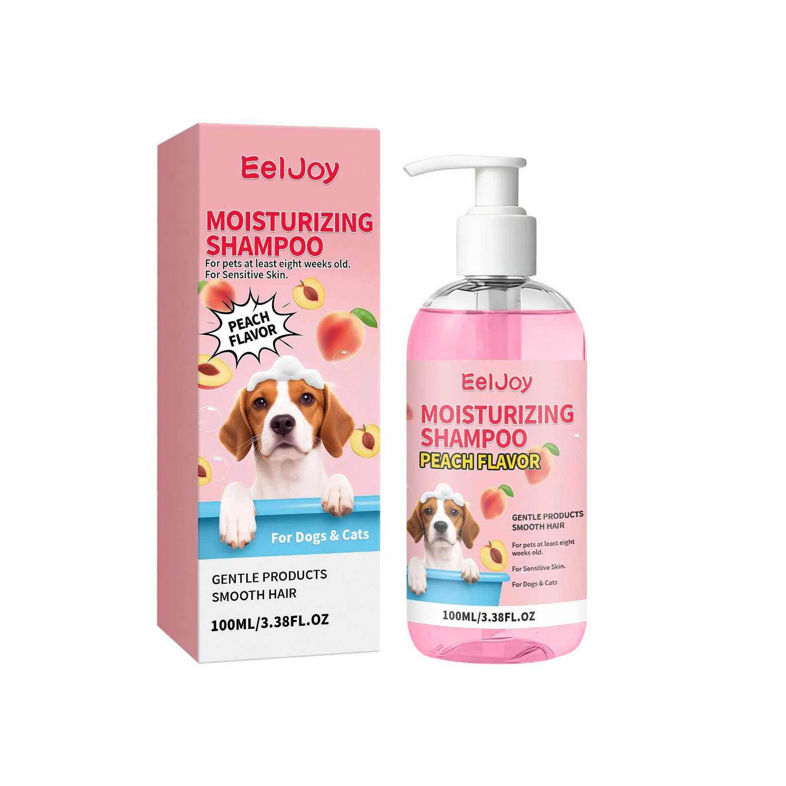EELJOY Huisdier Hydraterende Shampoo Voor Honden Katten Zachte Reiniging Glad Haar Perzikgeur Hydraterende Formule Gevoelige Huid