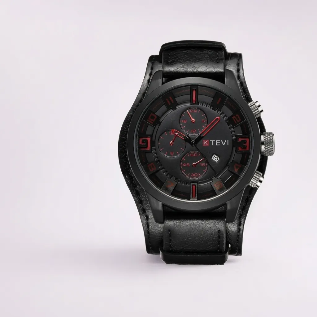 Reloj de Cuarzo para Hombre Esfera Grande Deportivo al Aire Libre Moda Tendencia Correa de Cuero Impermeabile para Hombre