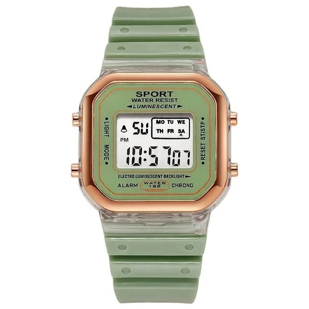 Reloj Deportivo Digital para Mujer Retro Cuadrado Retroiluminación LED Impermeabile Alarma Cronógrafo Reloj Electrónico