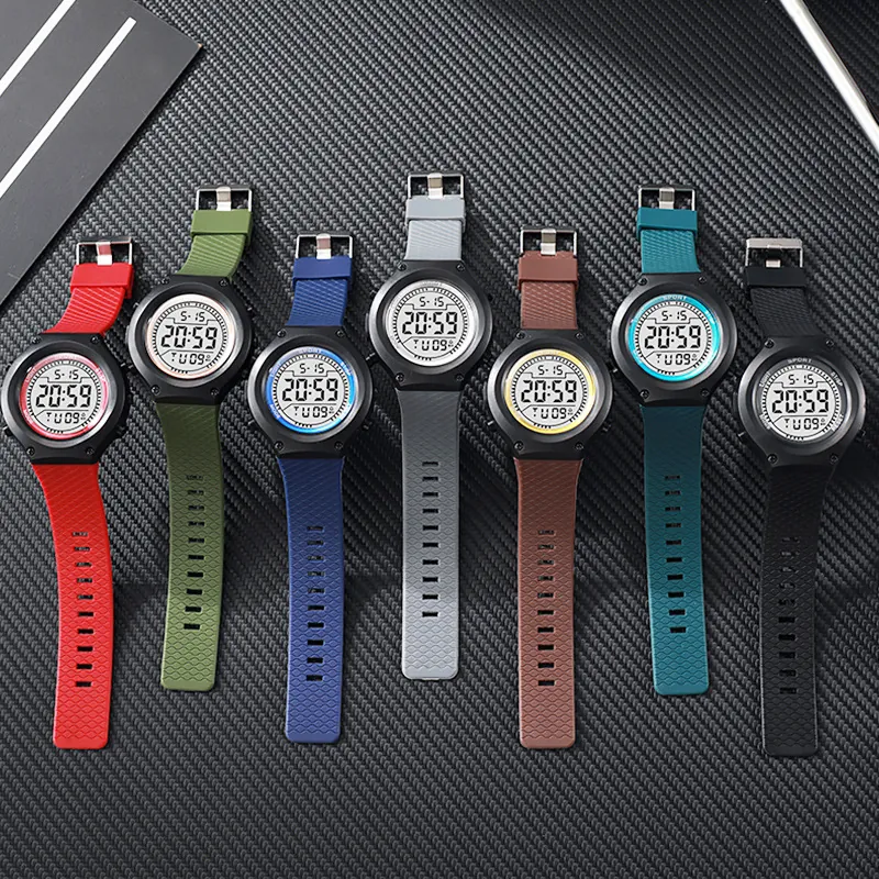 Montre Numérique Sportive pour Hommes Adolescents Enfants Étanche LED Lumineux Alarme Chronographe Montre Bracelet Mode
