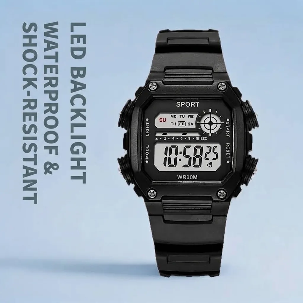 Men Retro Square Digital Watch Waterproof Outdoor Sports Wristwatch LED Backlight Alarm Chronograph Fashion Student Watch