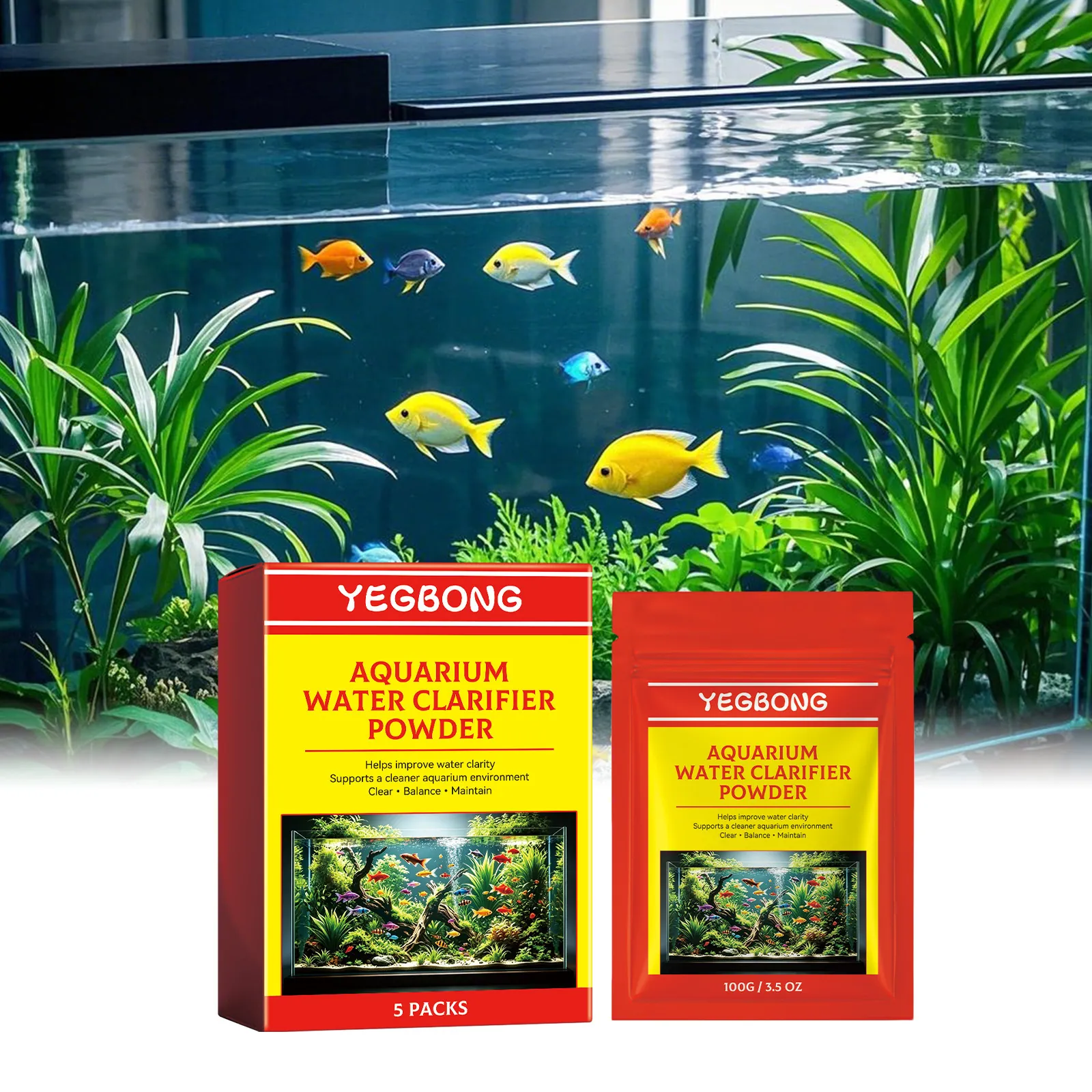 YEGBONG Aquarium Water Clarifier Powder For Fish Tank Water Quality Maintenance And Cleaning Supplies For Home Fish Tank