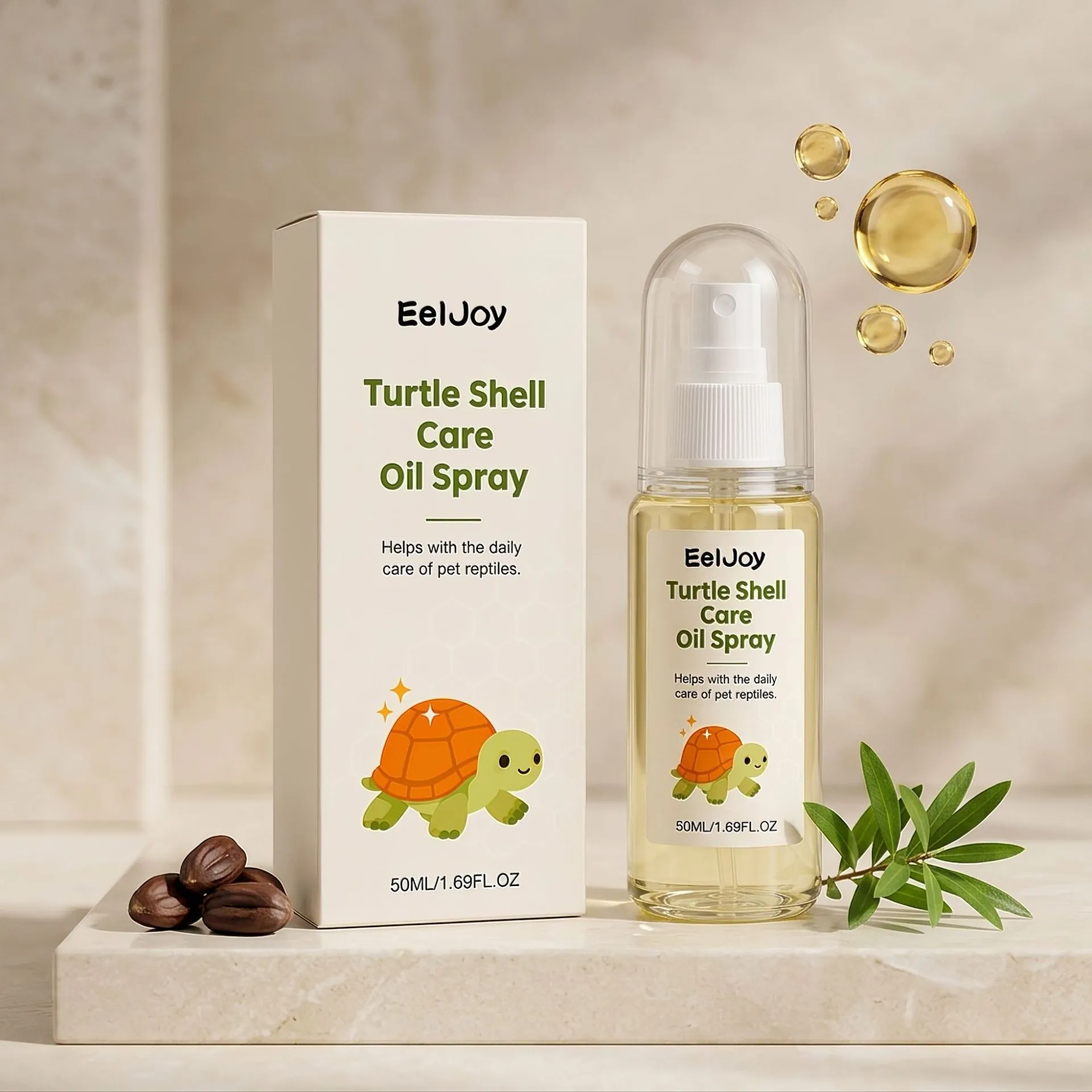 EelJoy 50ml Huile de Soin pour Carapace de Tortue Spray Hydratant Éclaircissant Formule Douce pour Reptiles Soin de Tortue