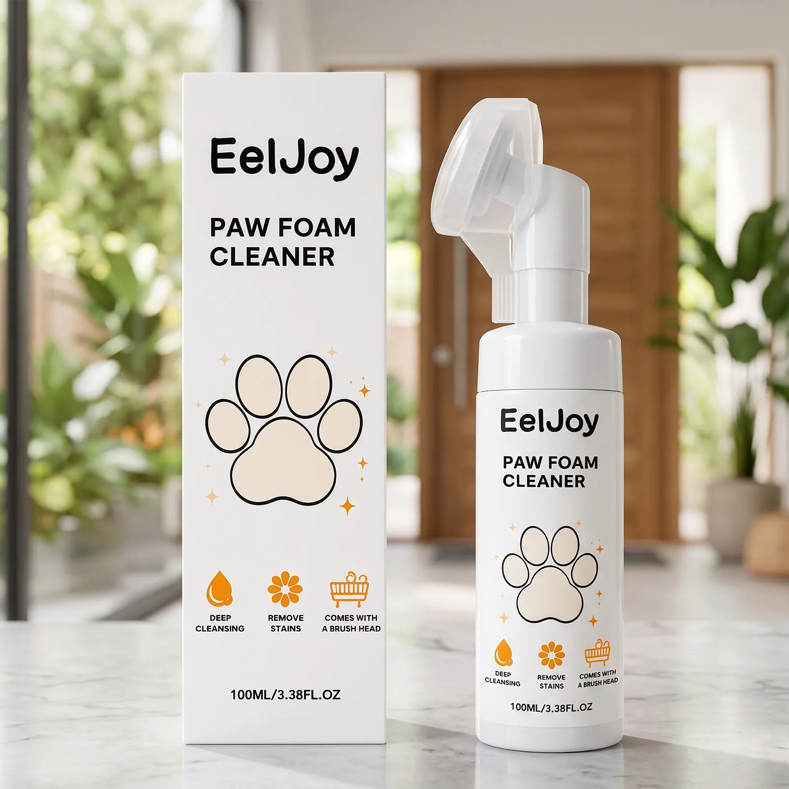 EelJoy Αφρός Καθαρισμού Πατουσών Σκύλου Με Κεφαλή Βούρτσας Μασάζ Σιλικόνης Ήπιος Καθαρισμός Αποσμητικό Διάλυμα Φροντίδας Πατουσών Χωρίς Ξέβγαλμα