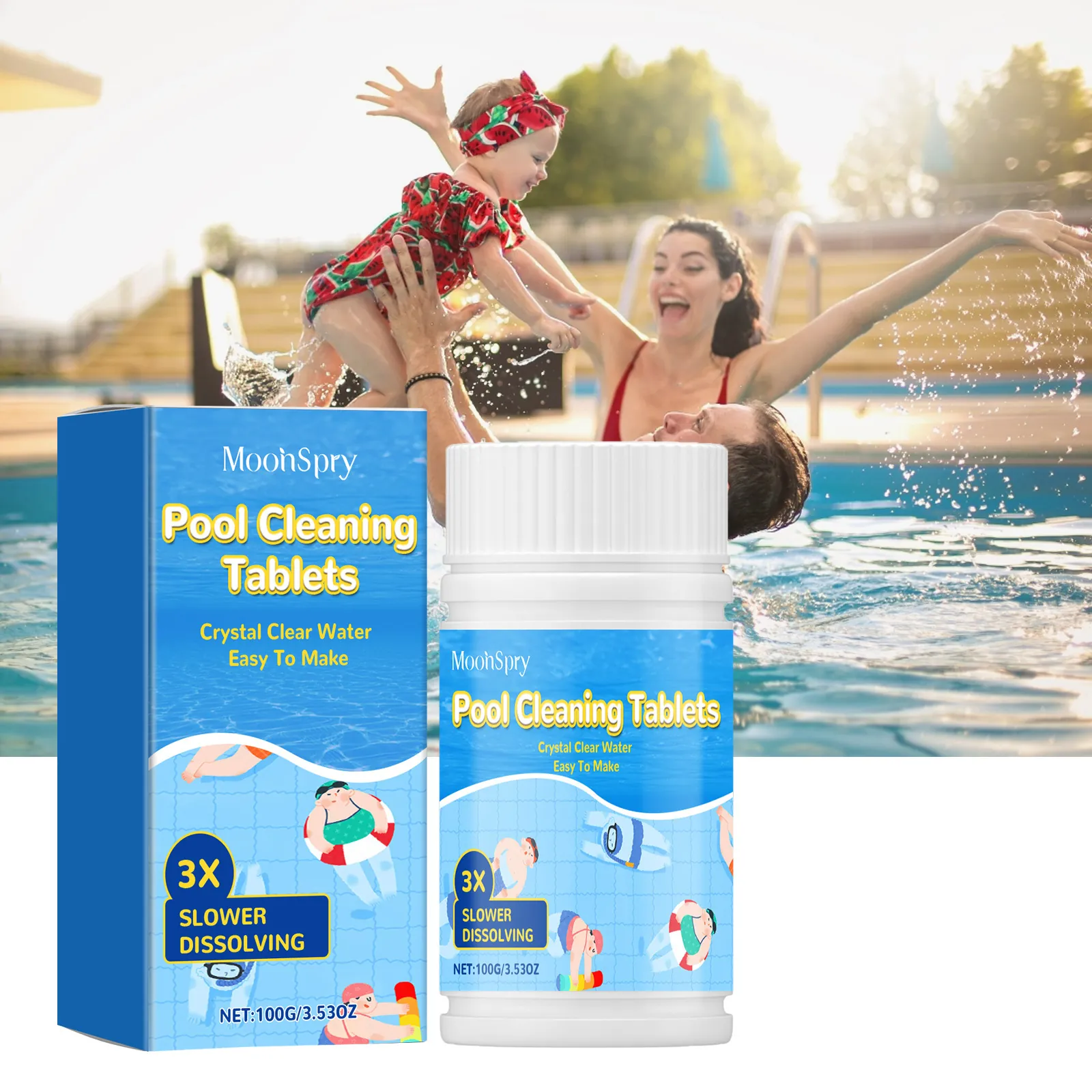 MoonSpry Tabletas de Limpieza de Piscinas Para Purificación de Agua Eliminación de Olores Accesorios Para Piscina