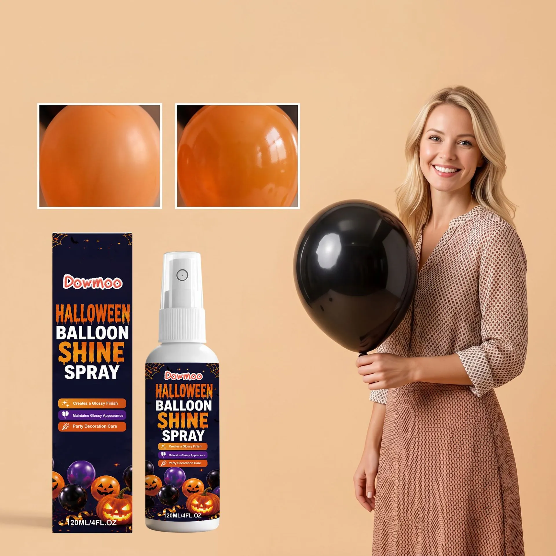 DOWMOO Halloween Σπρέι Λάμψης Μπαλονιών Φινίρισμα Υψηλής Γυαλάδας Μεγάλης Διάρκειας για Μπαλόνια Λατέξ Πάρτι