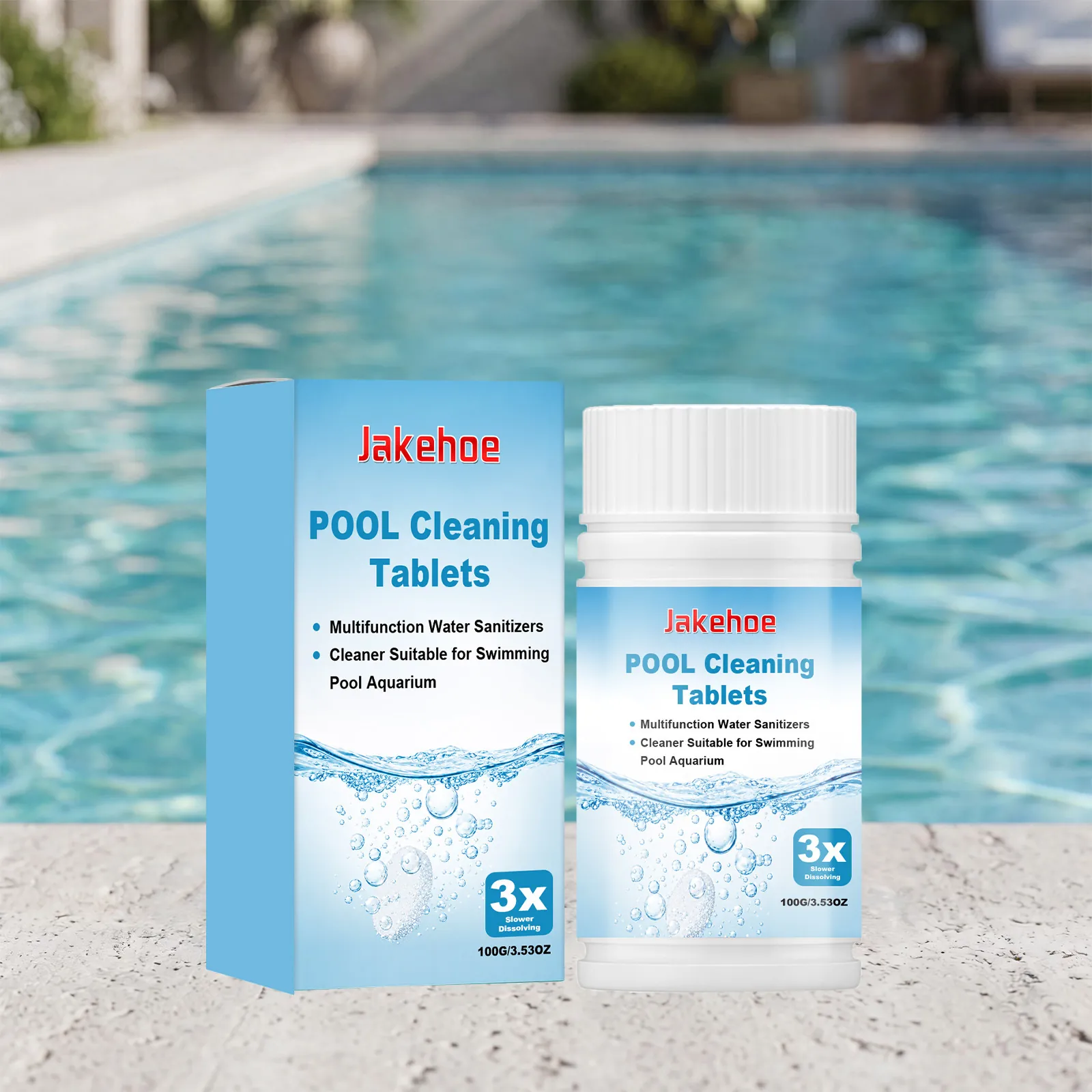 JAKEHOE Swimming Pool Cleaning Tablets Multi-Functional Water Purifier Slow Dissolve Tablets For Pool Aquarium Hot Tub