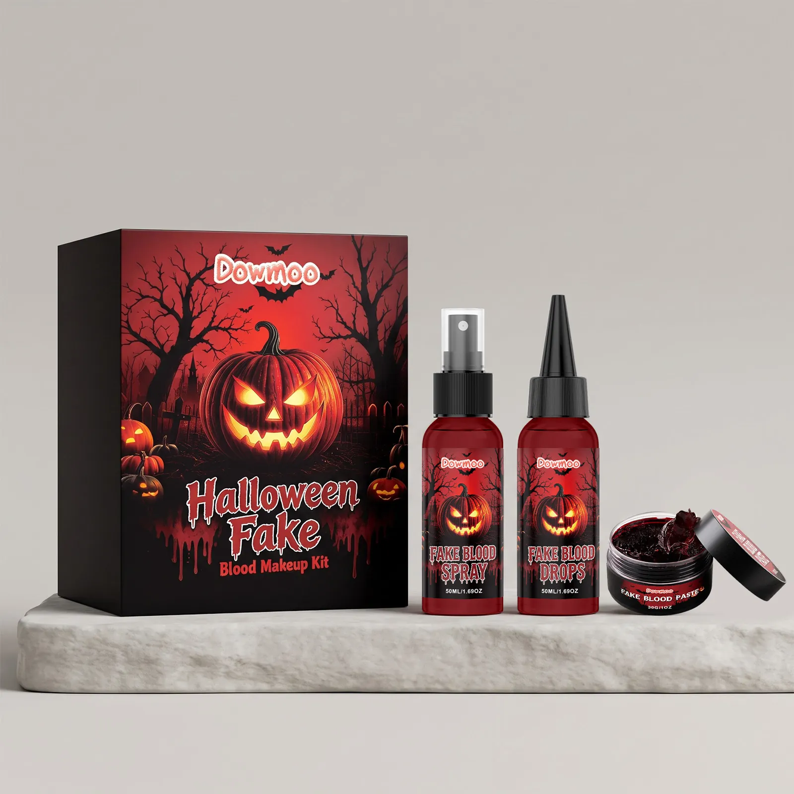 DOWMOO Halloween Fake Blood Makeup Realistic Spray Drops Cream For Cosplay Stage Party Horror Atmosphere Performance Props