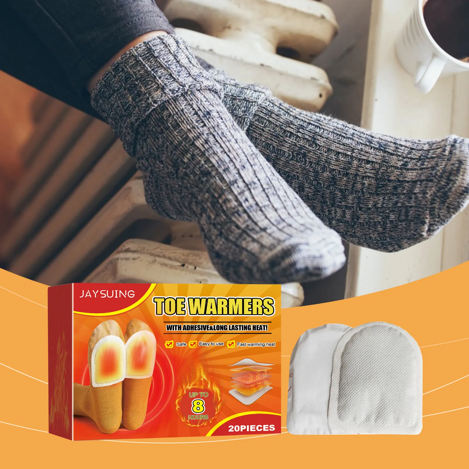Disposable Toe Warmers Long Lasting 8 Hours Self Heating Foot Patches For Winter Cold Weather Portable Adhesive Warmer Pads