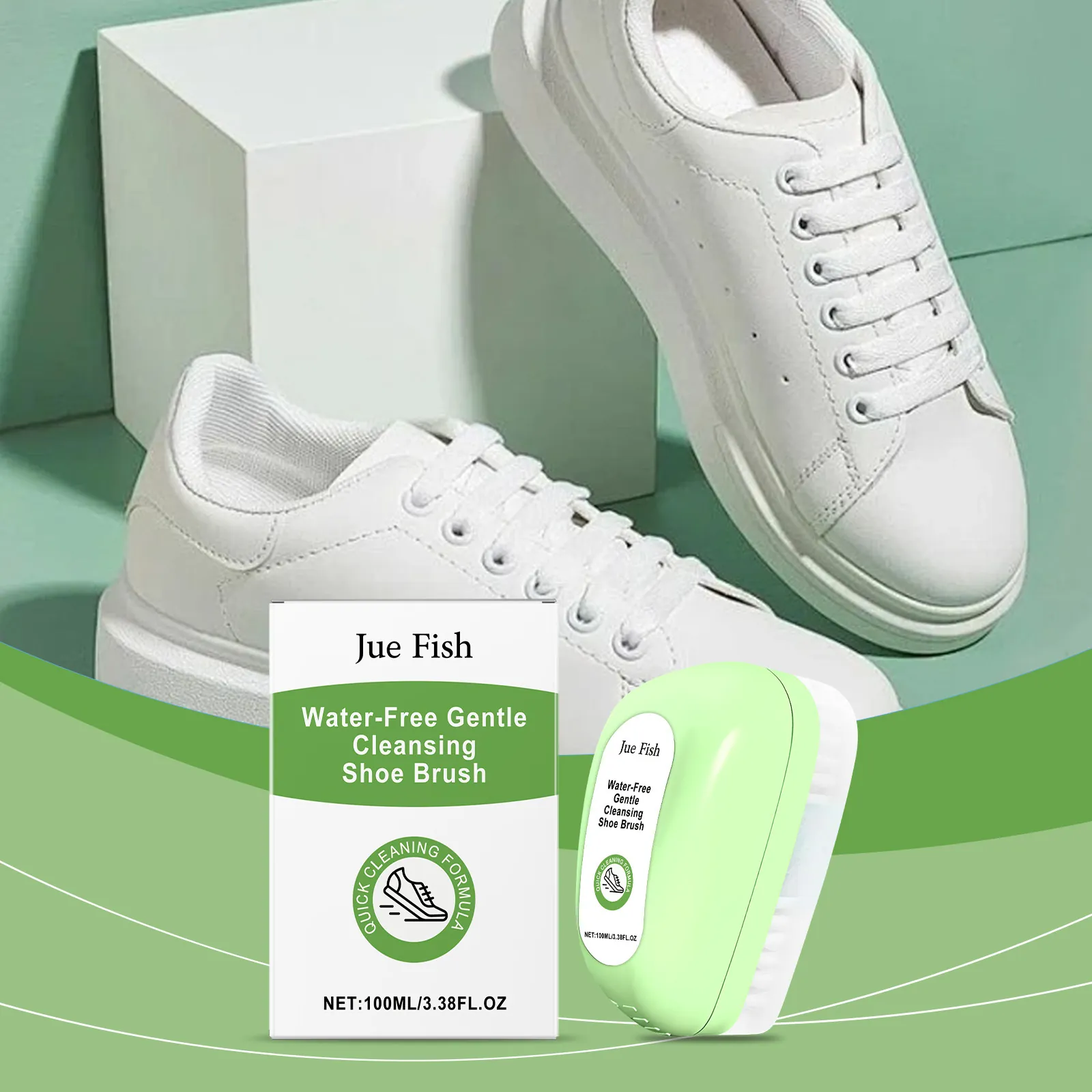 Portable White Shoe Cleaner Brush Set Water Free Gentle Formula Deep Stain Remover For Sneakers Leather Fabric Home Cleaning