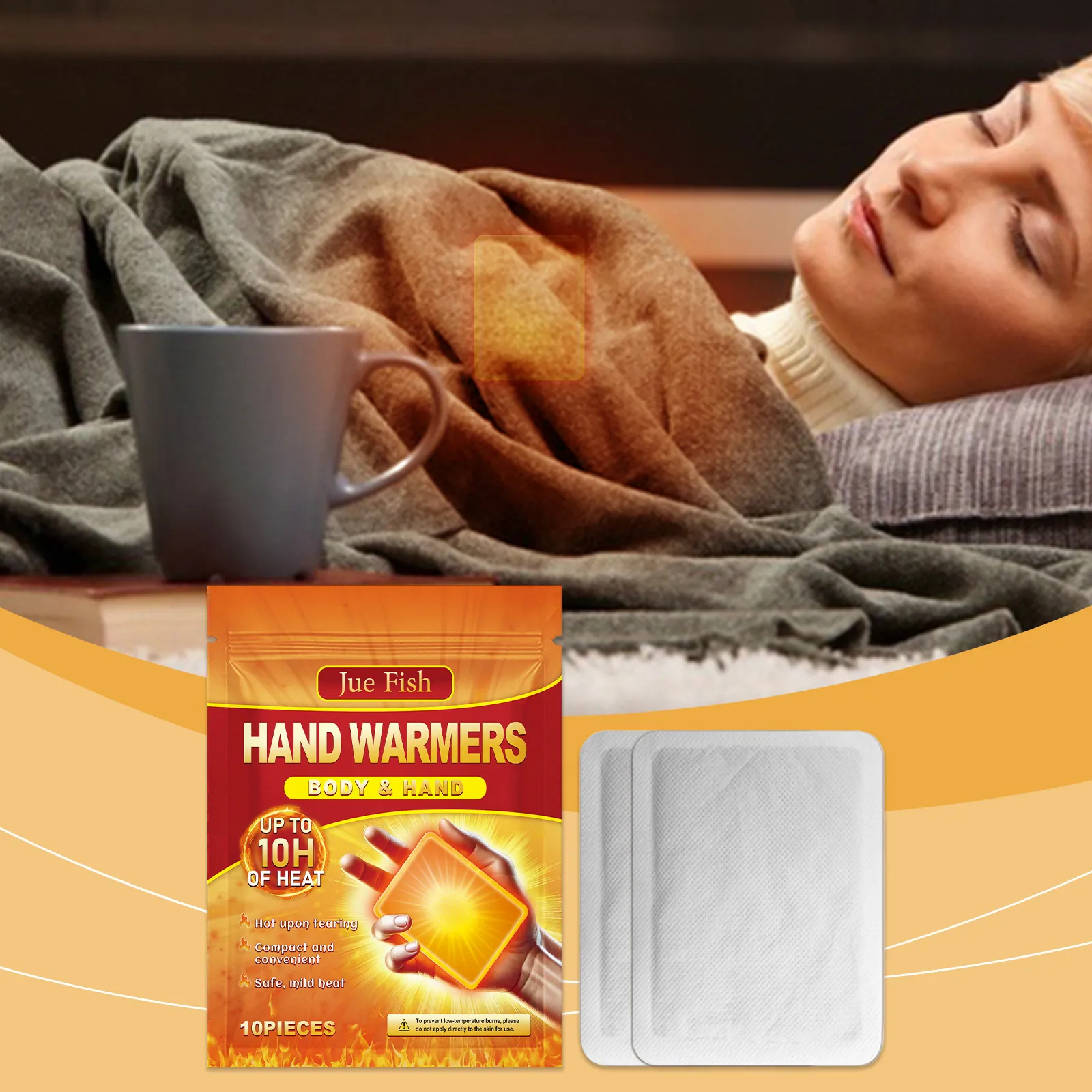 Jue Fish Disposable Body Warmers Portable Heat Patches For Winter Cold Relief Long Lasting Adhesive Warming Stickers
