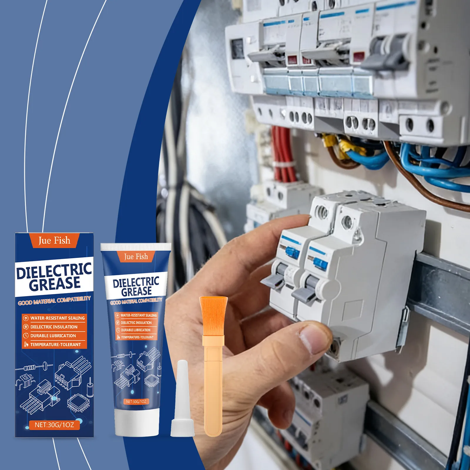 Jue Fish Grasa Dieléctrica Impermeable Aislante Grasa de Silicona para Mantenimiento Eléctrico Automotriz Marino Lubricante