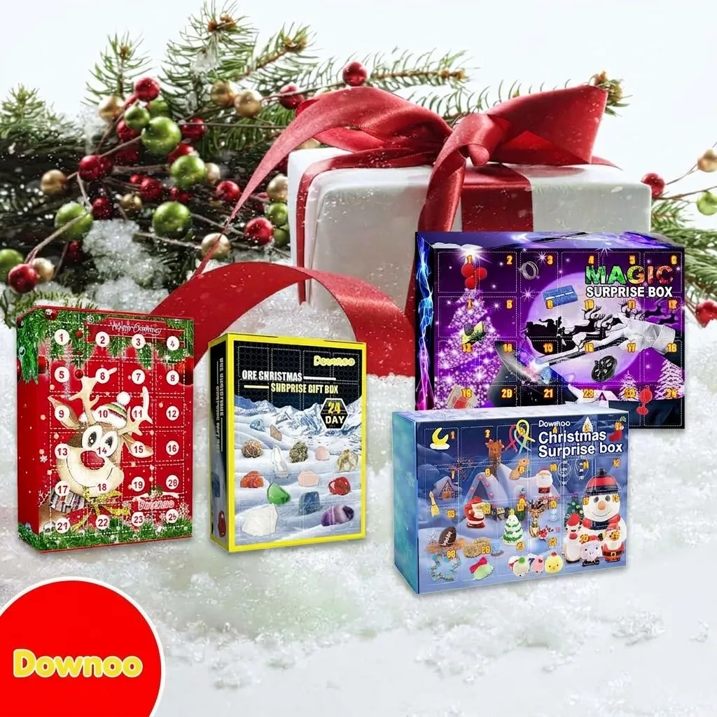 Calendario de Adviento de Navidad Caja Ciega Cuenta Regresiva Caja de Regalo Reno Papá Noel Sorpresa Adorno Festivo Para Niños Hogar Decoración