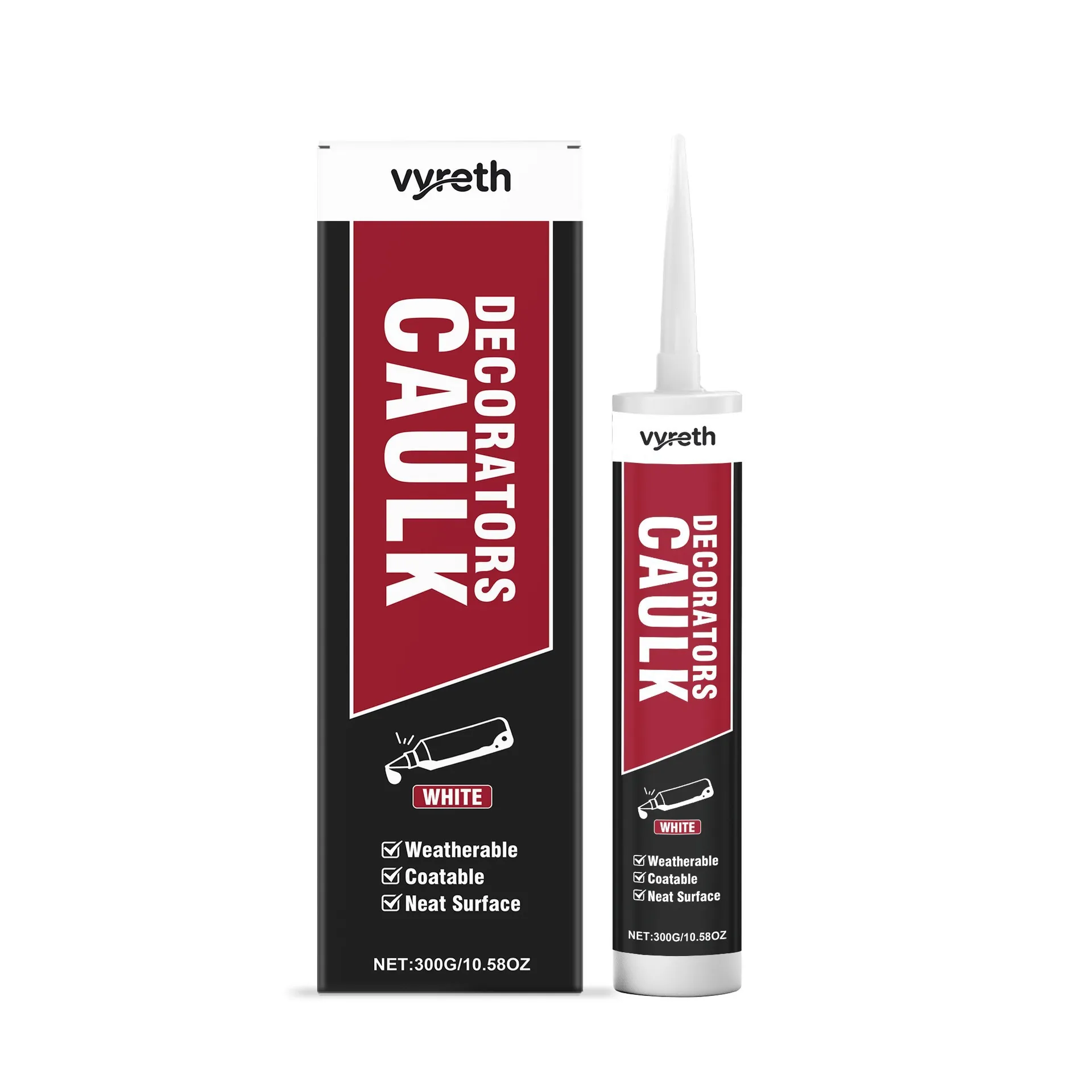 Vyreth White Decorators Caulk And Tile Grout Sealant For Floor Wall Gap Repair Waterproof Mold Resistant Household Filler