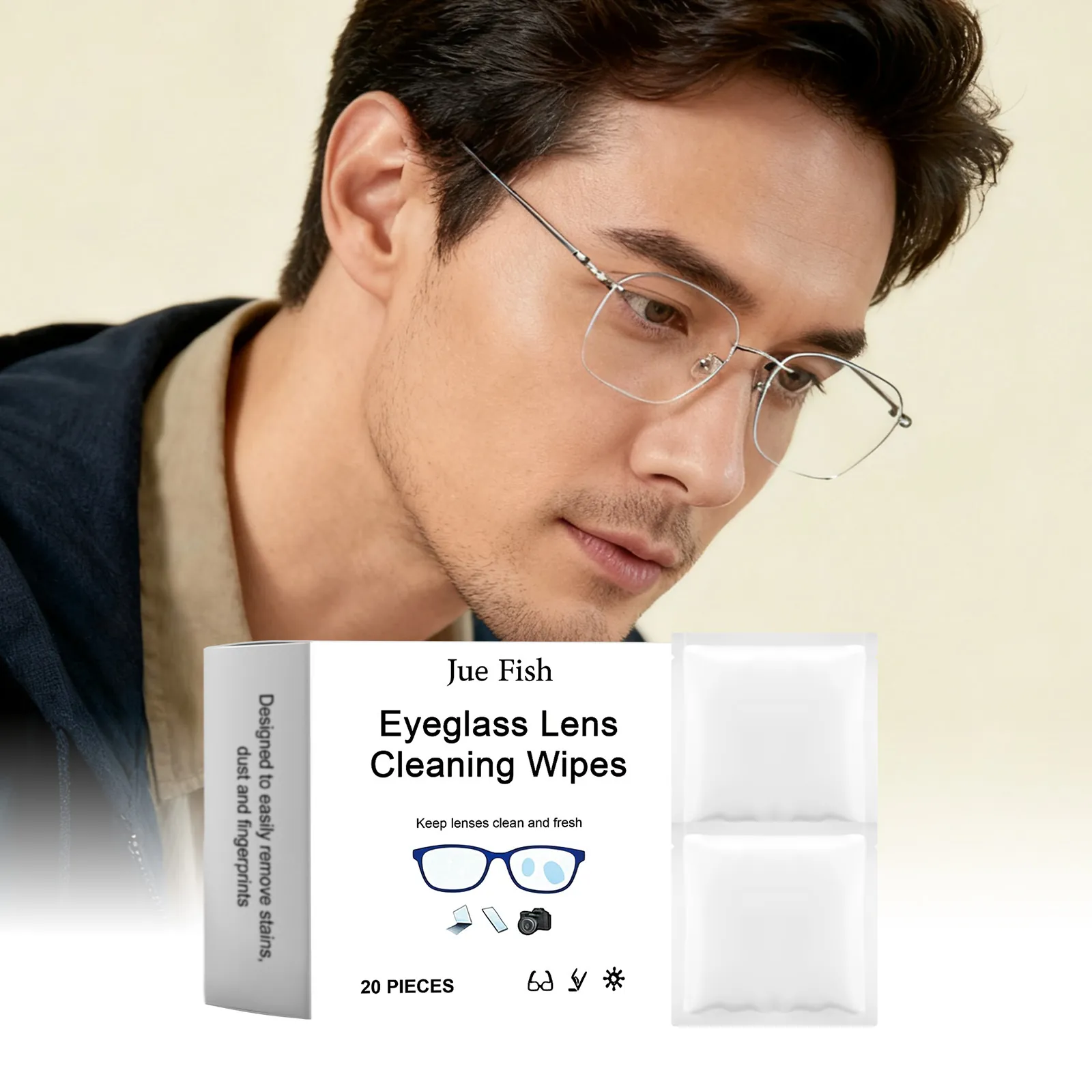 Lingettes de Nettoyage de Lentilles Nettoyant Pré-Humidifié Portable Pour Lunettes Écrans Objectifs Caméra Lingettes à Séchage Rapide Anti-Buée