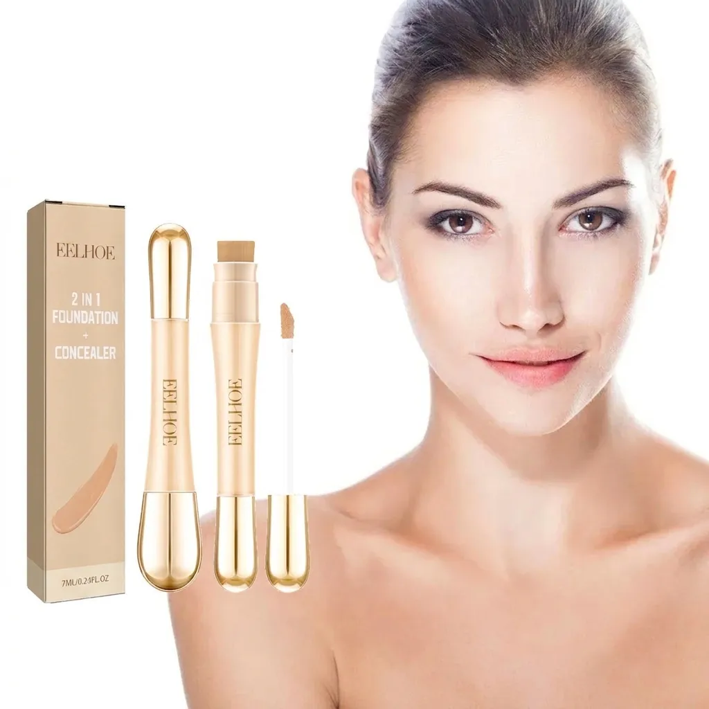 EELHOE Dual Ended Concealer Stick Moisturizing Foundation Brightening Face Makeup Covering Spots And Blemishes Natural Finish